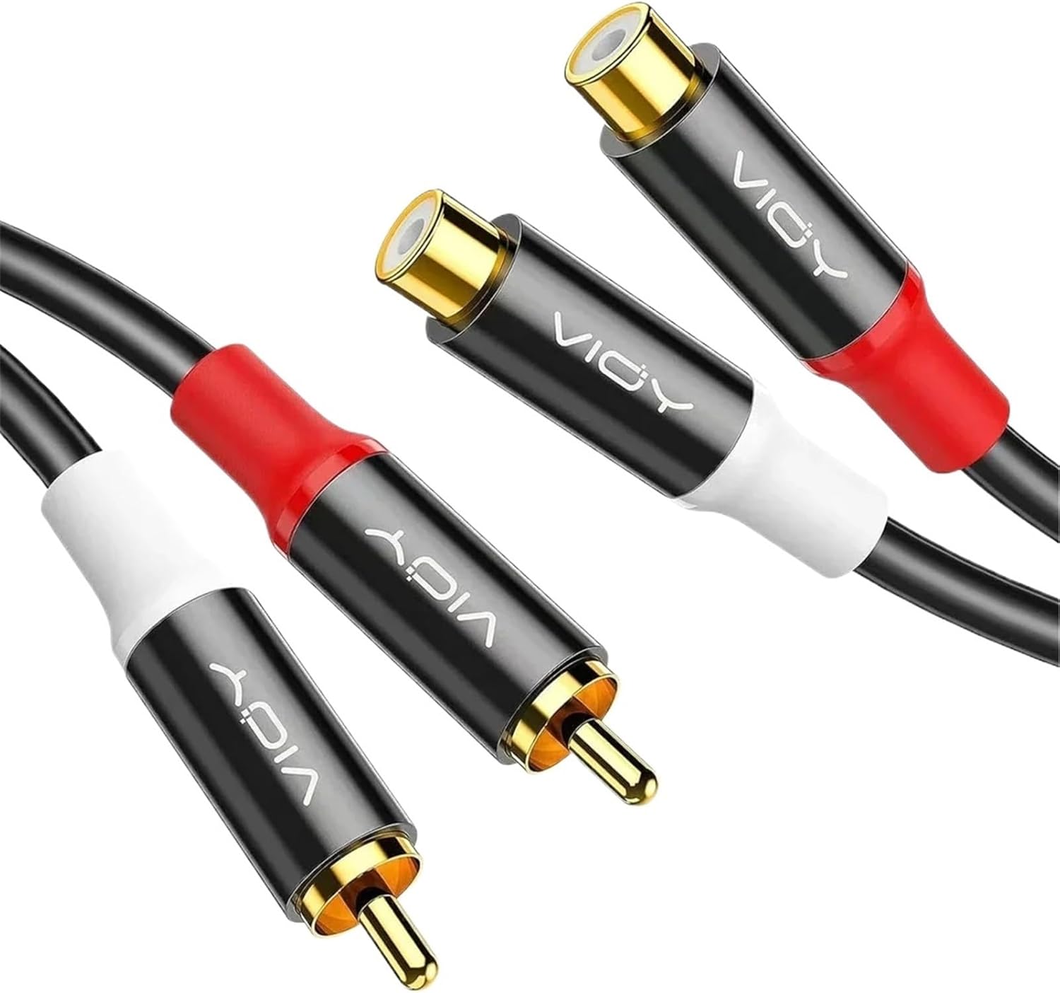 RCA Stereo Audio Extension Cable Double Shielding 2RCA Male to 2RCA Female Splitter Cable for Amplifier Speaker DVD TV Etc(Pack of 3(M-F),1m)