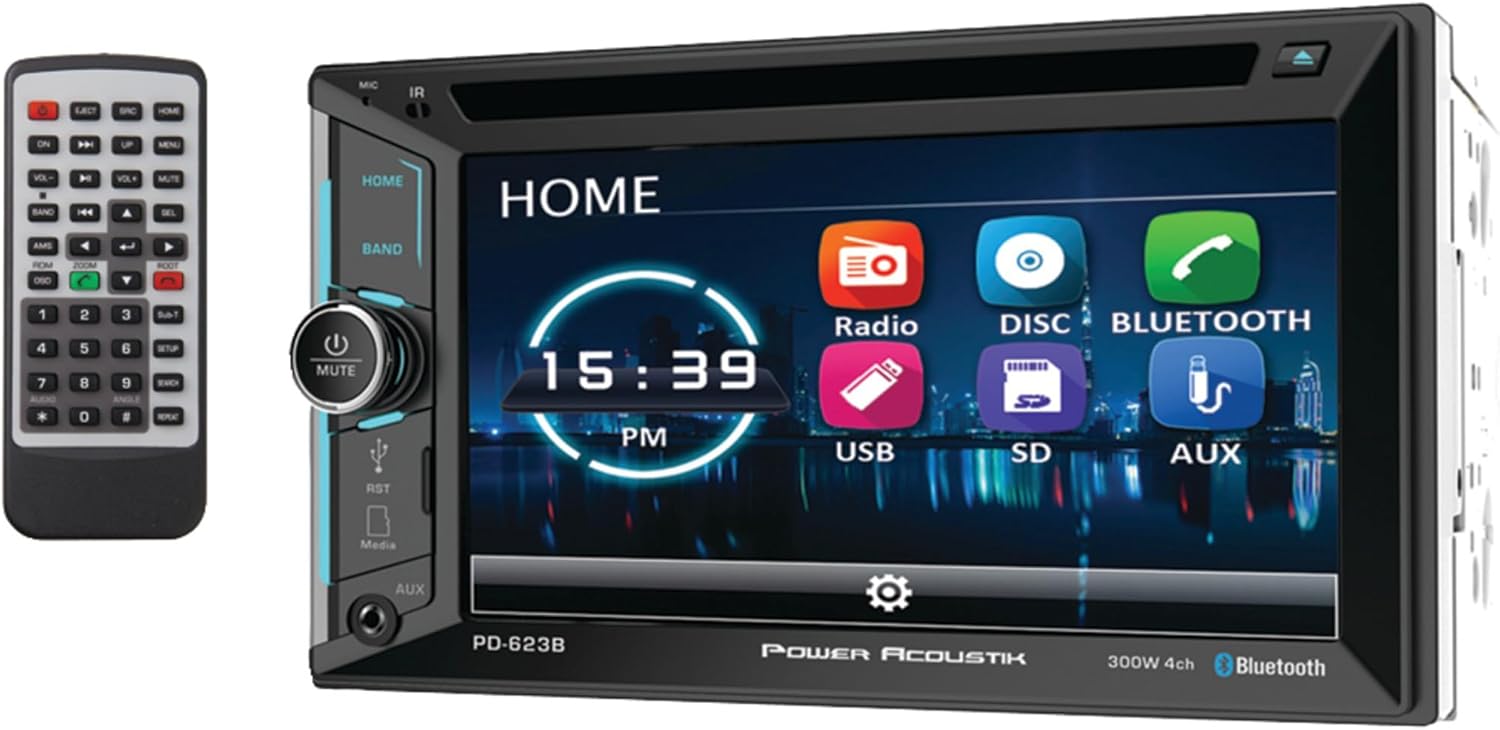 Power Acoustik PD-623B 2-DIN Source Unit With Bluetooth/6.2