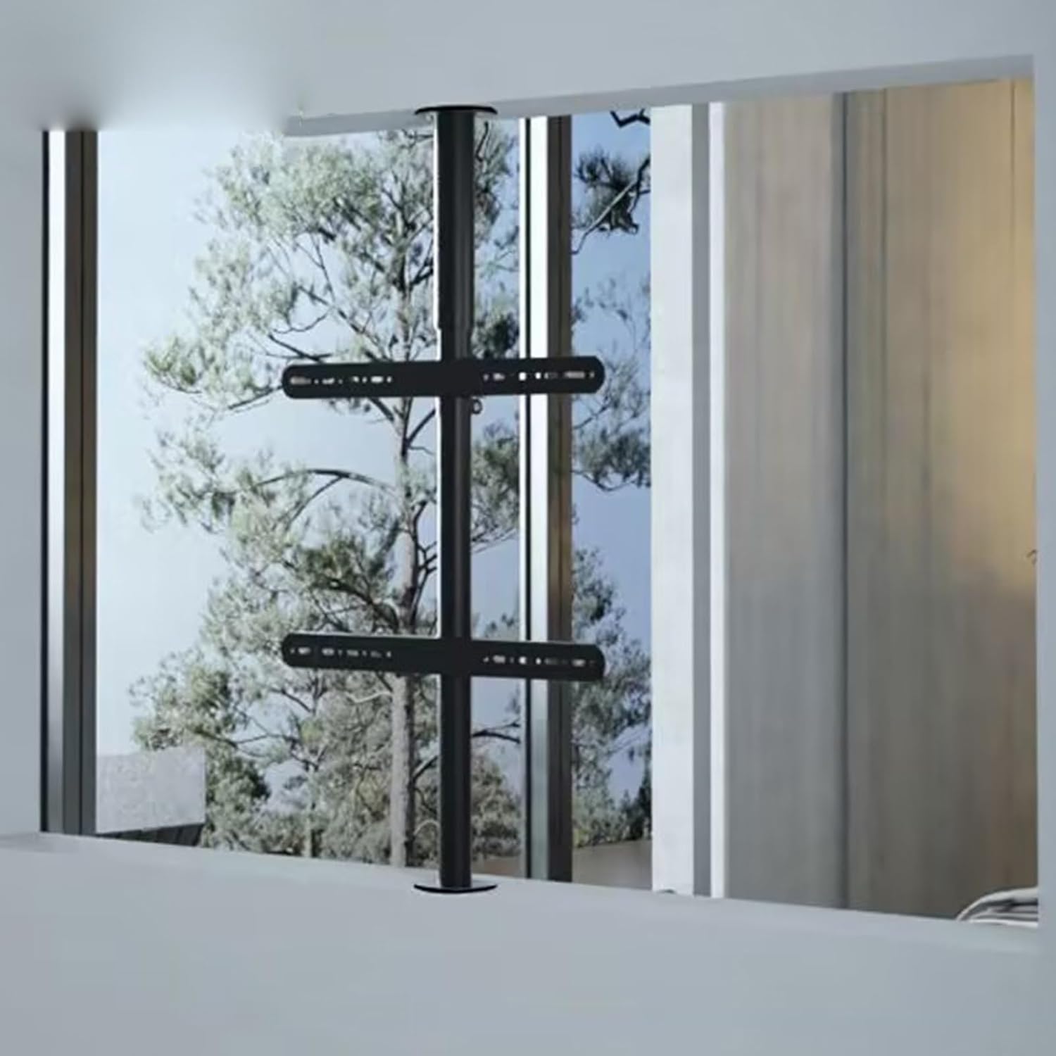 LCD TV 360 Degree Rotating Frame Floor Stand Height Adjustable TV Stand and Wall Mount Rotating Divider Shelf TV Bracket Fits 32-75inch LED Screen Display Up to 110 Pound