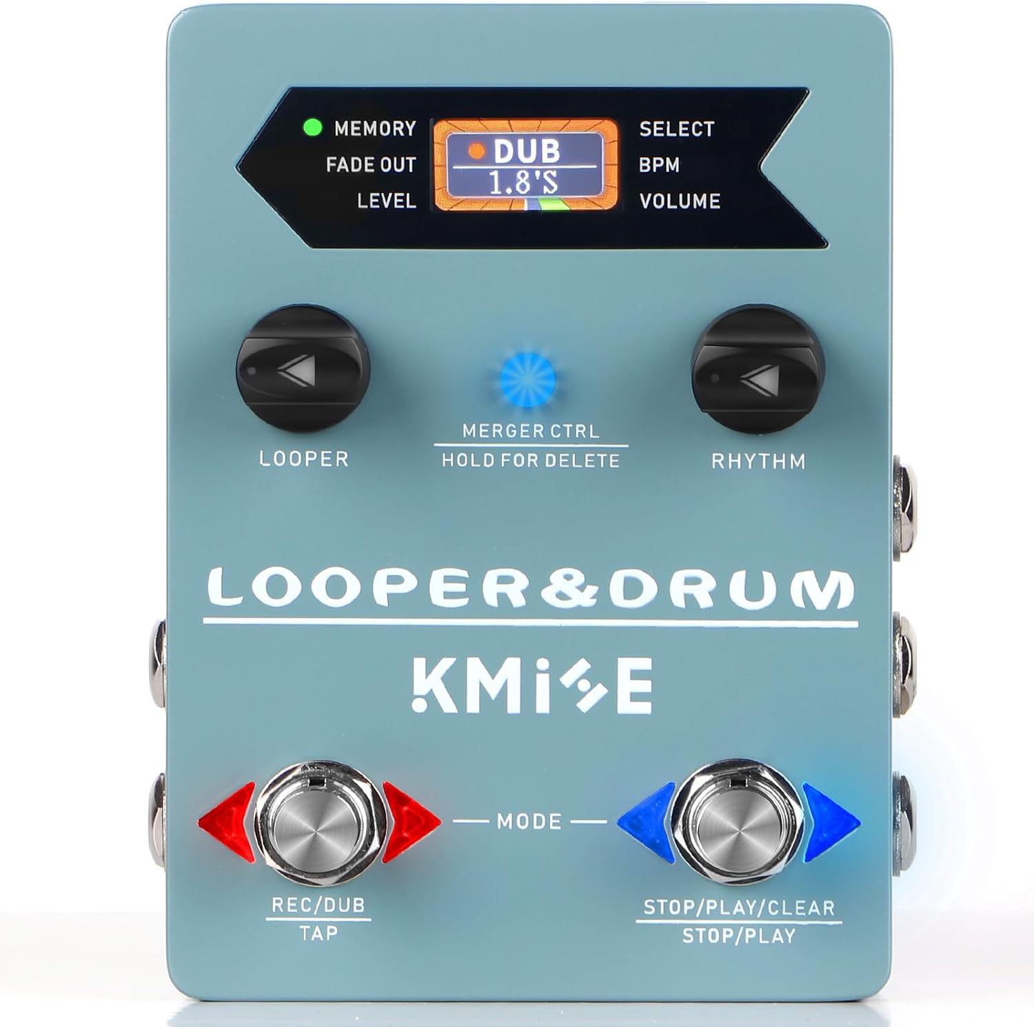 KMISE Loop Pedal & Drum Machine 2-In-1,Stereo Guitar Looper Pedal with 100 Styles Drum Grooves, 40 Slots 160 Mins Looper Recording Capacity, Support Import/Export in Editor Software. DC 9V/300 mA