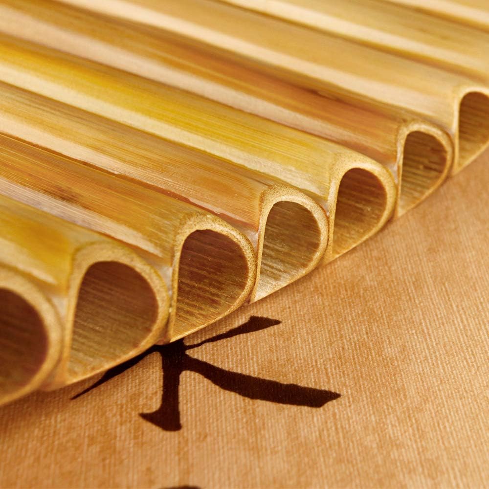 Upscale Romanian Folk Instrument Natural Reed Pan Flute Panpipes G Key Wind Pan flute Flauta Handmade (22 Pipes Right Hand, Wooden Tray)