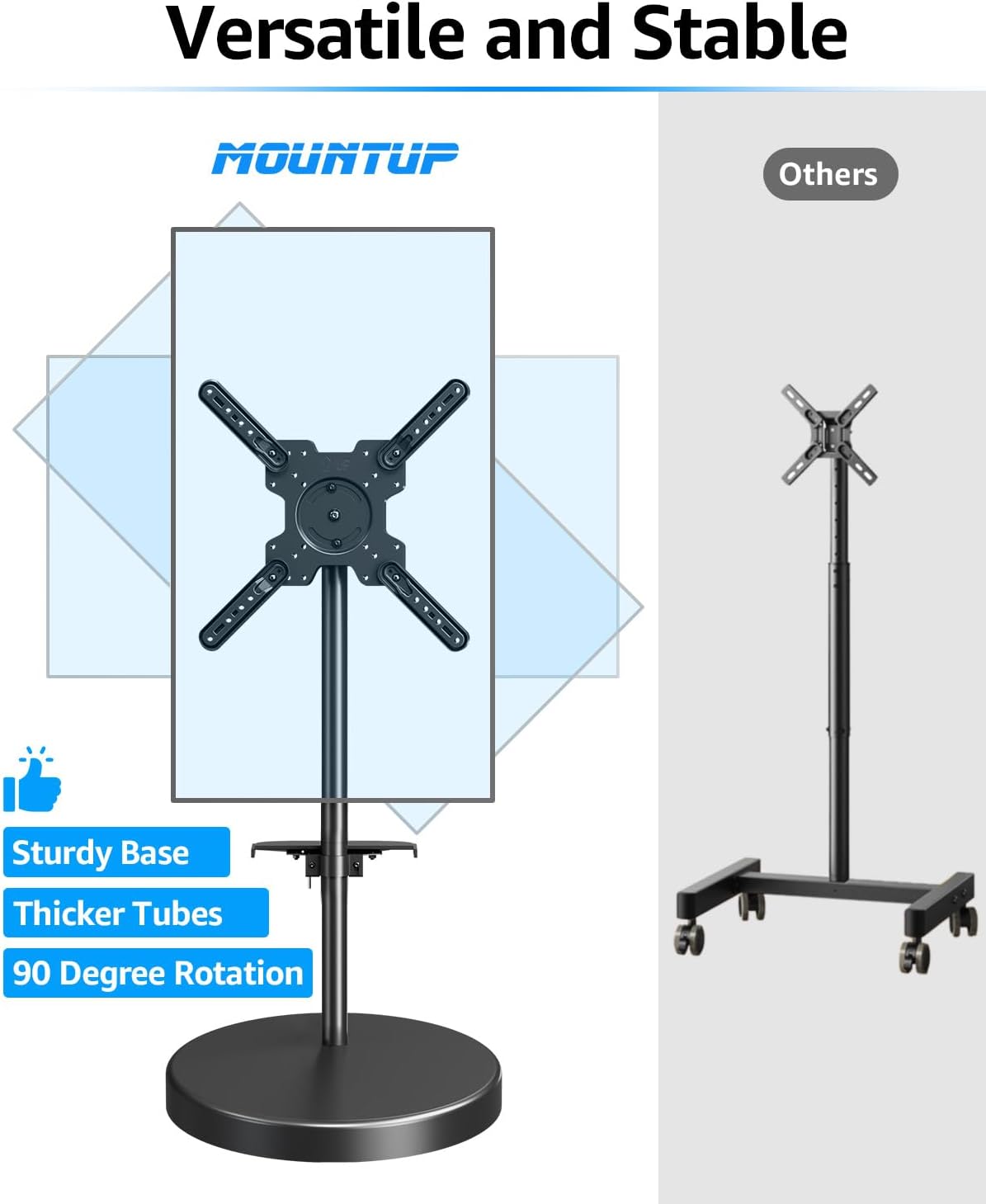 MOUNTUP Long Arm TV Wall Mount MU0075 & Rolling Mobile TV Cart Bundle MU1109-B