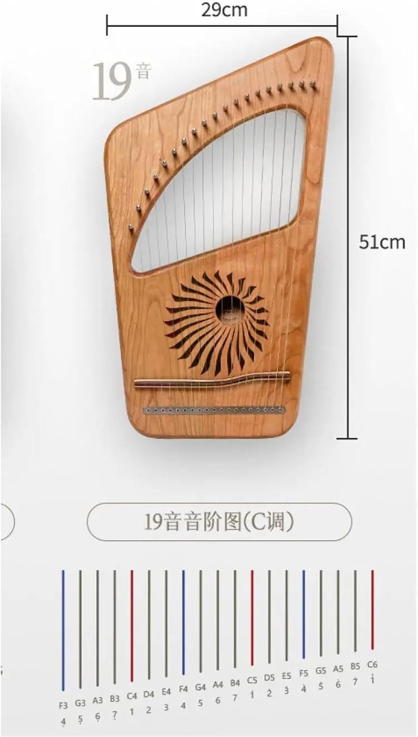 Lyre Harp Set 19 Tones Lyre Beginner Adult Practice Portable Wooden Harp String Musical Instrument