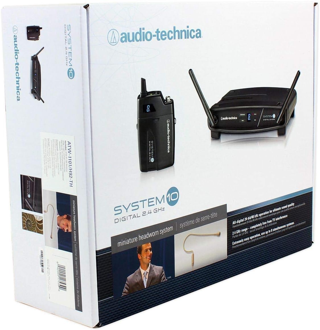 Audio Technica ATW-1101/H92-Th System 10 Wireless Beige Headset Mic System Bundle with Mackie MP-120 Single Dynamic Driver Professional in-Ear Monitors with Carry Case