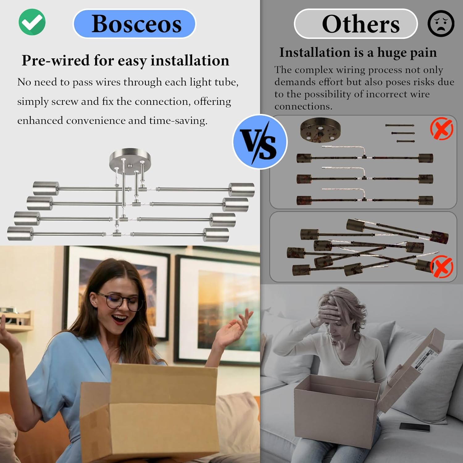 Modern Sputnik Chandelier 8-Light Industrial Ceiling Lights Fixture 32