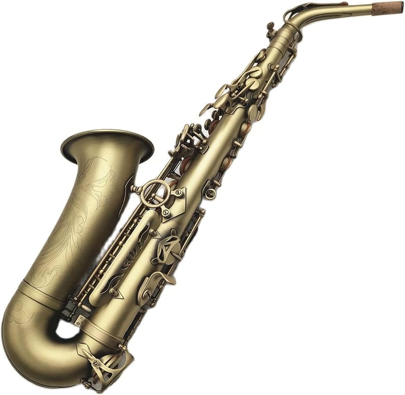 Sax Beginners Kit Alto Saxophone Reference 54 Antique Copper Plated E- Flat Musical Instrument with Mouthpiece Reed Neck Wind Instrument (Color : Dark Khak)