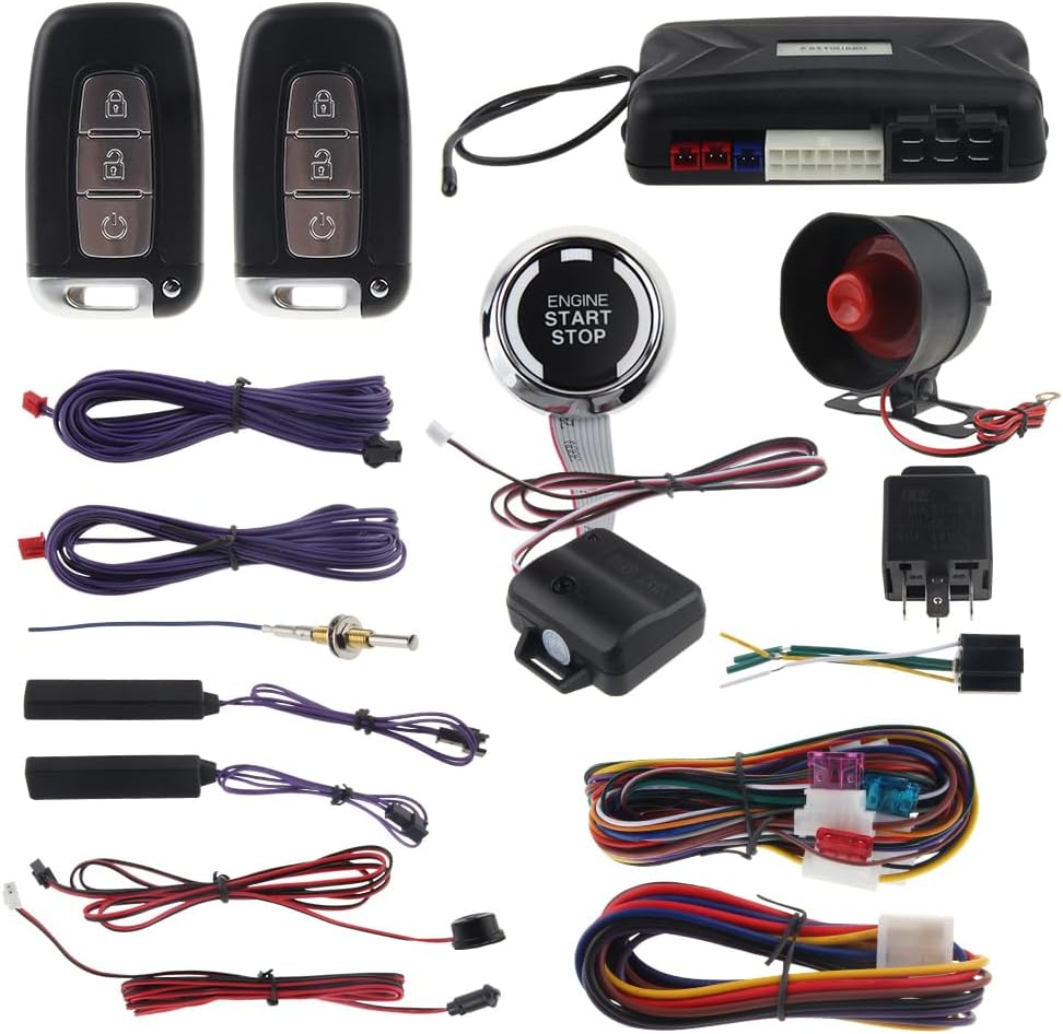 EASYGUARD EC009-K-L PKE car Alarm Remote Start keyless Entry Push Start Button Shock Alarm Warning for dc12V Cars