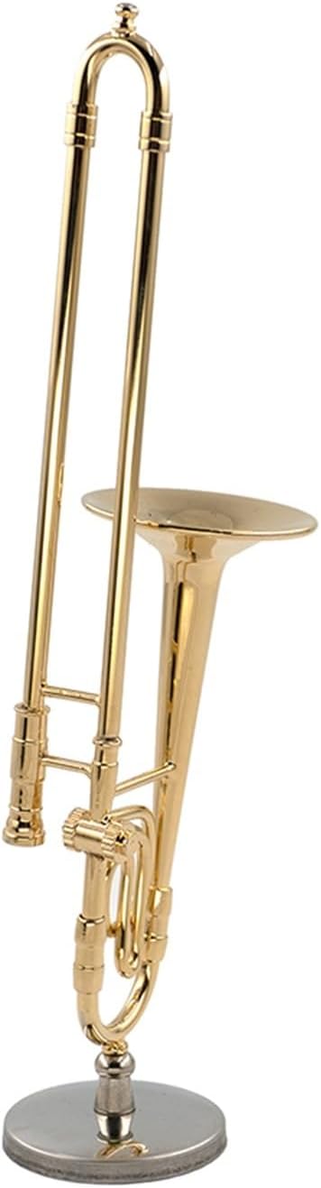 Musical Ornaments Decoration Golden Miniature Copper Trombone Model with Support Mini Decorative Ornaments for Room (Color : 30cm)