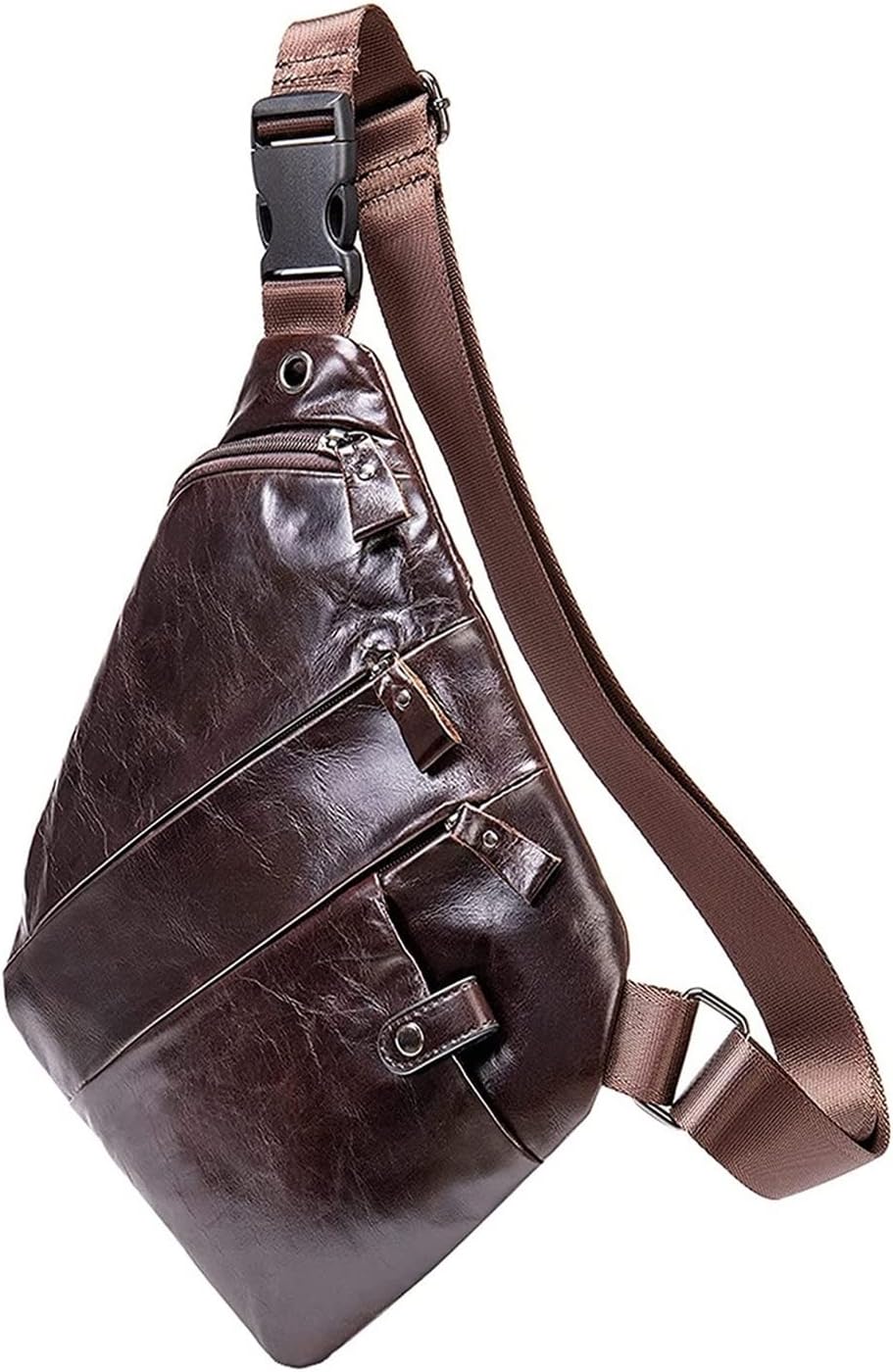 Man Vintage Sling Bag Shoulder Backpack Anti Theft Travel Chest Pack Crossbody Bag Outdoor Rucksack Sports(Coffee Color 1)