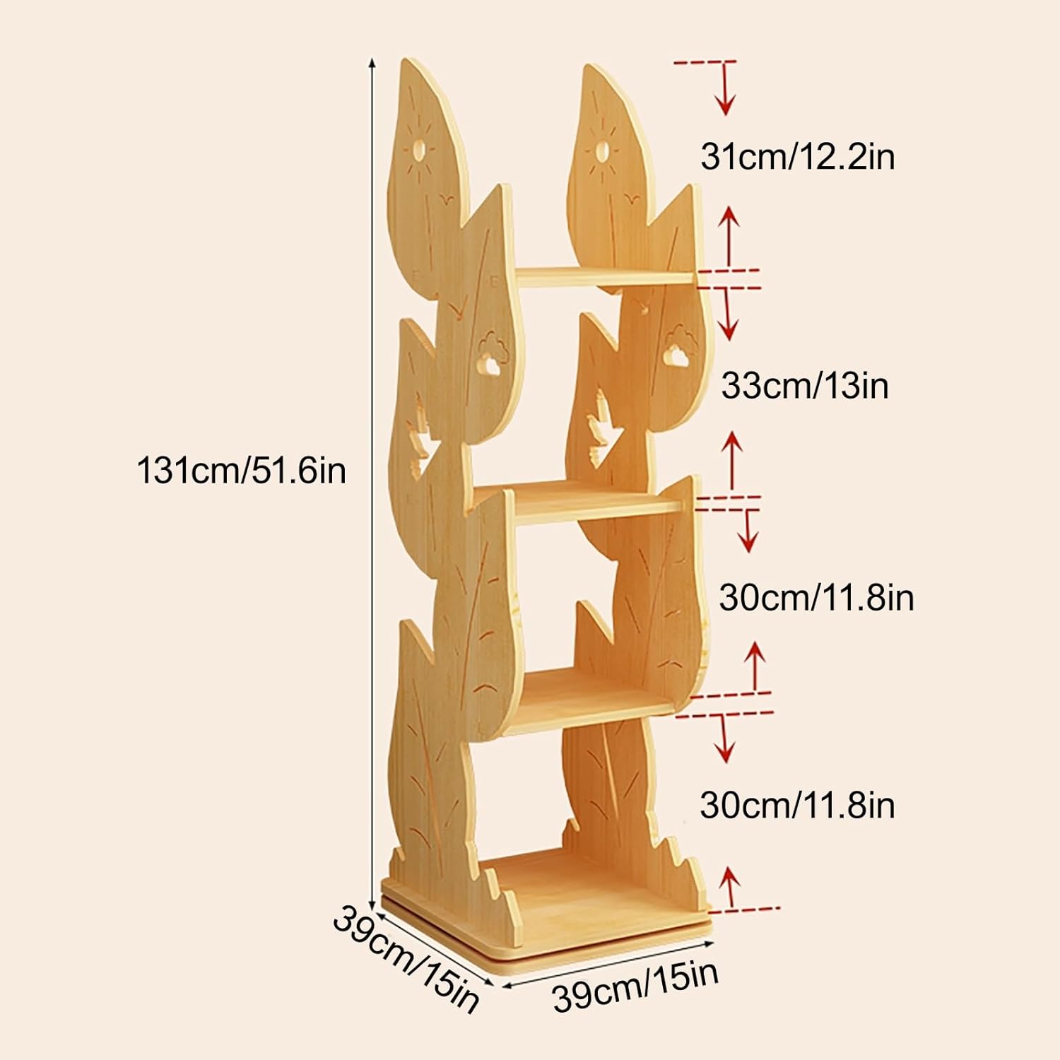 Kids Rotating Bookshelf 4-Tier Small Book Shelf, Corner Kids Bookcase 360° Display Spinning Bookshelf Tower, Narrow Storage Shelves for Small Space Bedroom