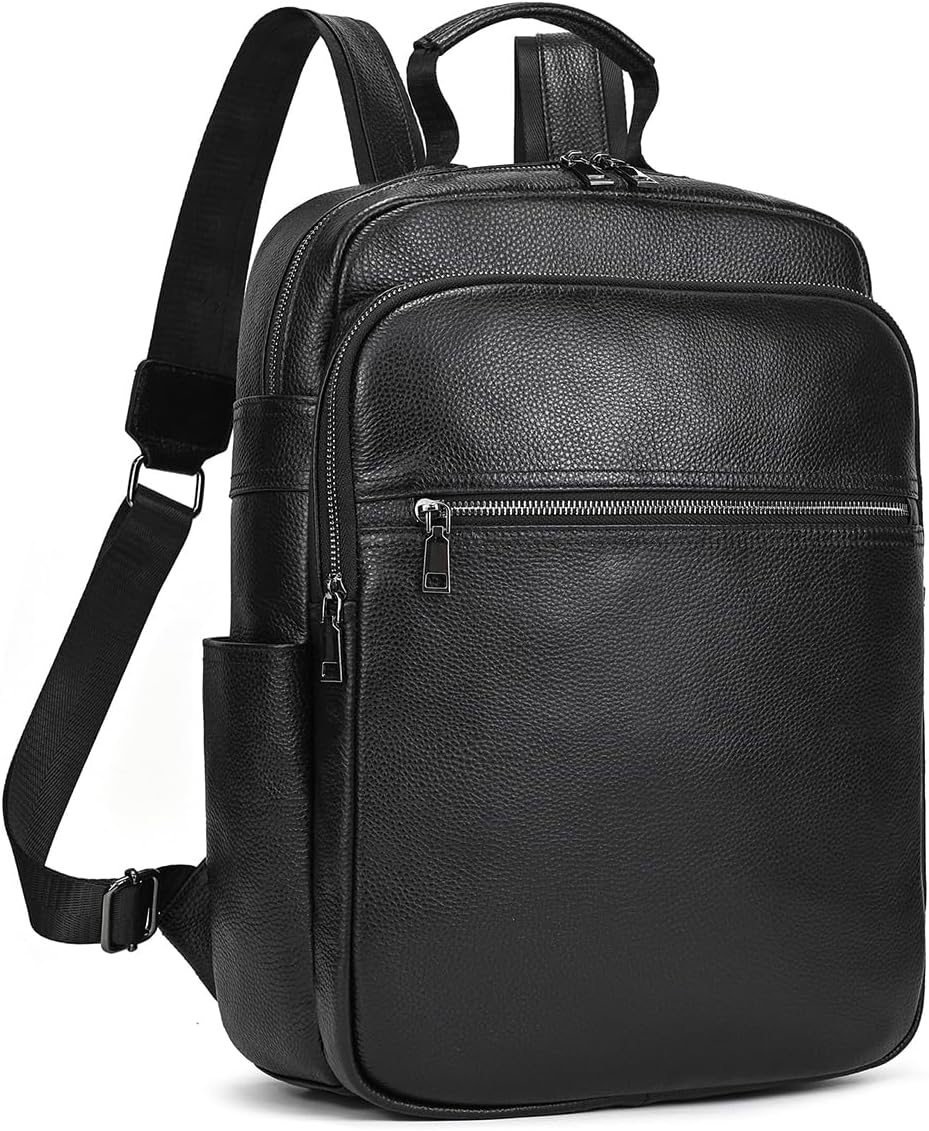 Genuine Leather Shoulder Bag for Men Casual Backpack Slim Daypack Laptop Rucksack Business Travel Outdoor Bag