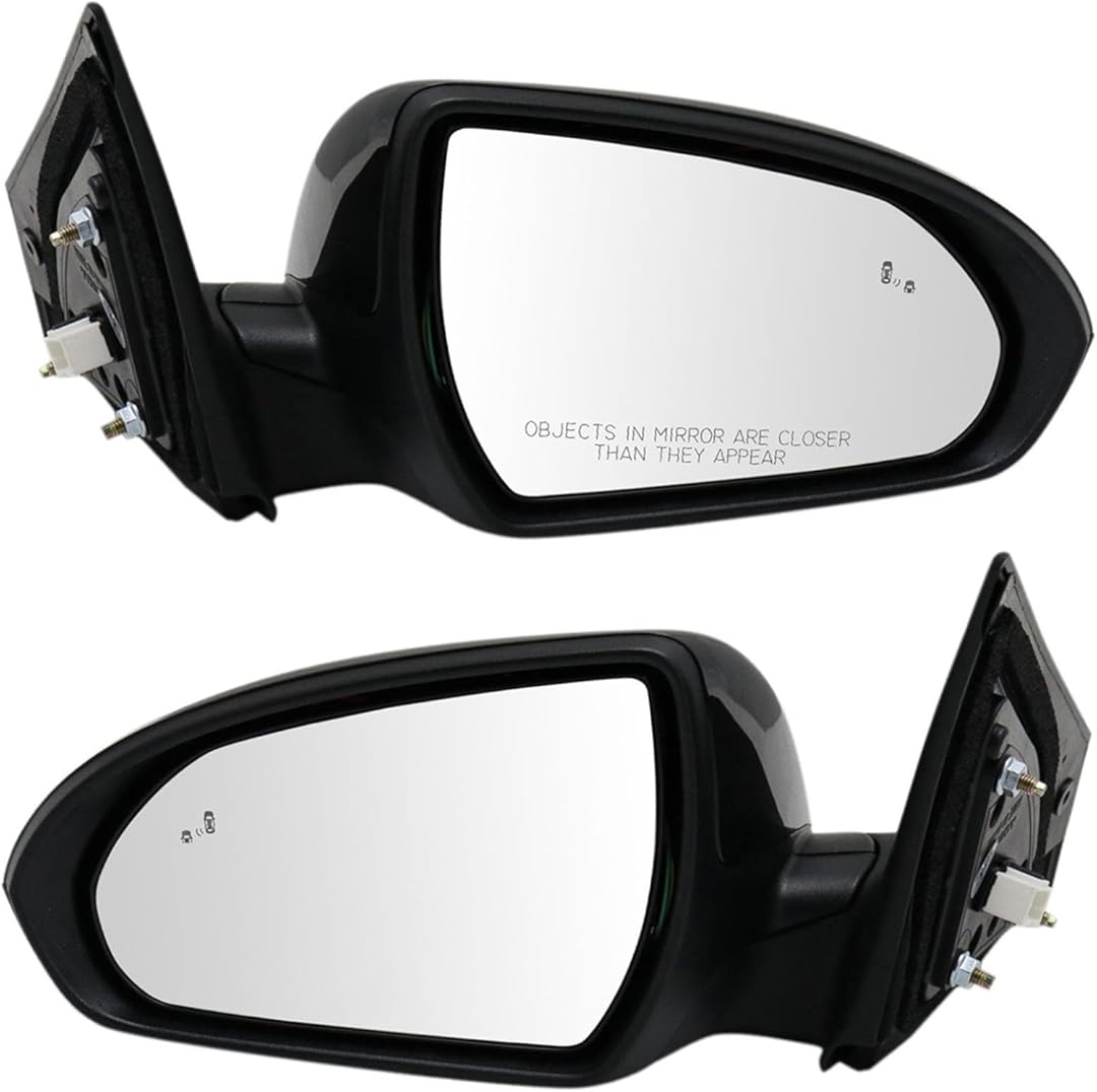 TRQ Driver & Passenger Side Power Heated Mirror Set Paint to Match Manual Folding Blind Spot Compatible with 2017-2020 Hyundai Elantra HY1320226 HY1321226