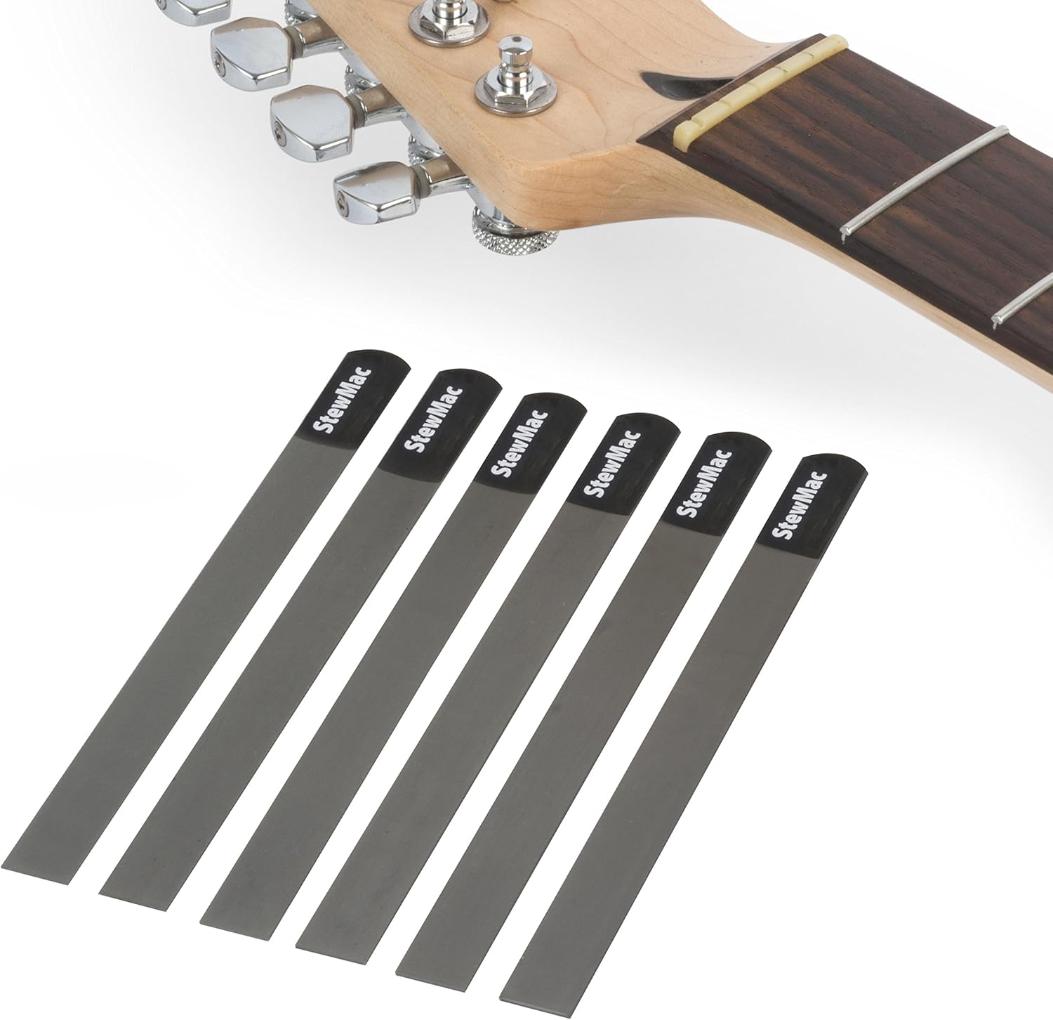 StewMac Gauged Nut Slotting File Set for Electric Guitar, for Medium Strings - Set of 6 Precision Guitar Nut Files, 10-46