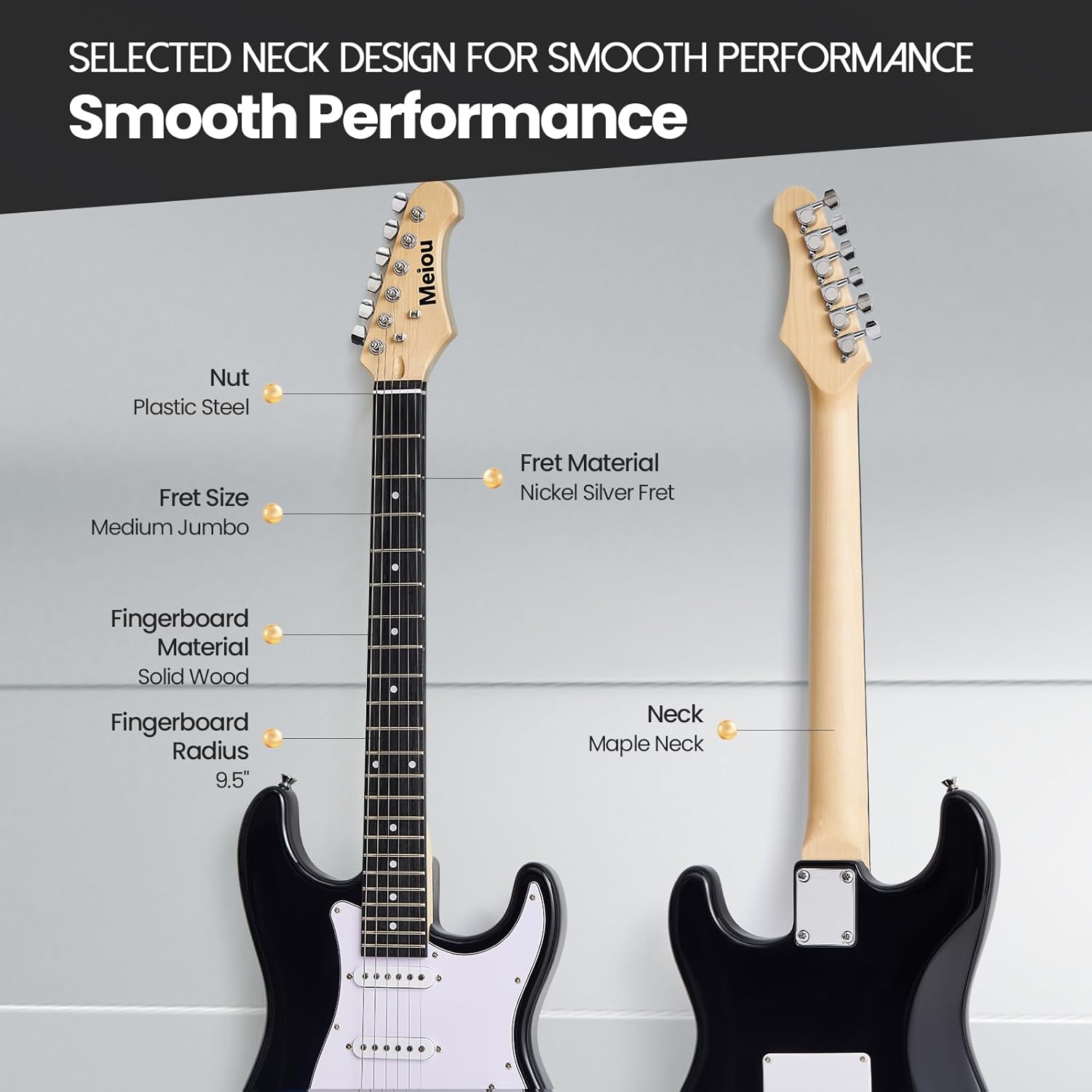 39-Inch Electric Guitar Starter Kit ST Series-Complete starter kit with electric guitar, amp, strap, plectrum, tuner, strings, cable and guitar bag - Suitable for beginners (black)