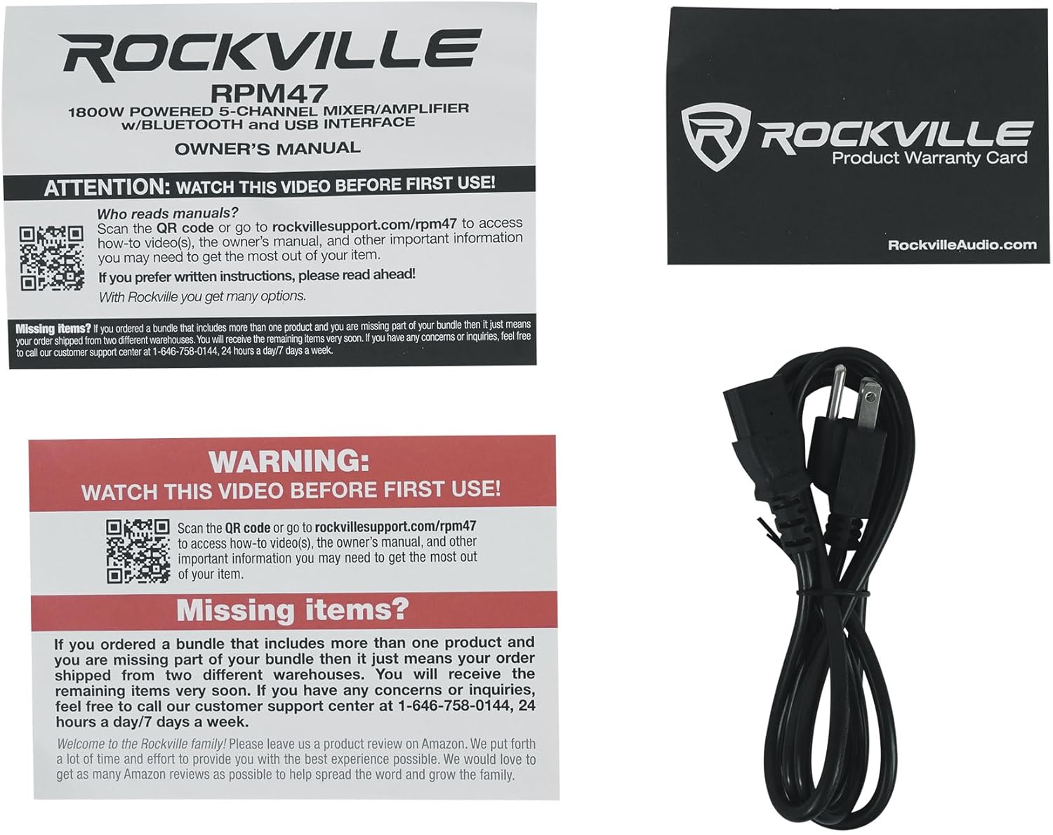 Rockville RPM47 1800w Powered 5 Channel Mixer Amplifier, 8 Ohm, Bluetooth, USB Interface, Digital Effects, 7-Band EQ, for Live Bands and Church Audio