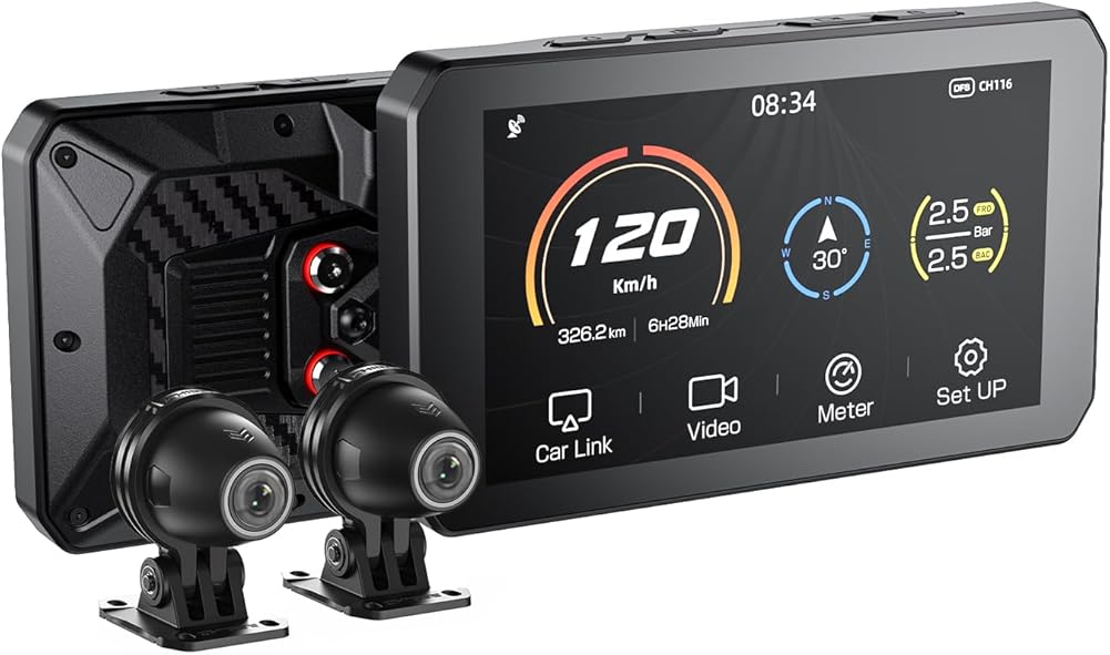 CHIGEE AIO-5 Lite Motorcycle Carplay Android Auto GPS Navigation System, BSD, STARVIS HDR 5