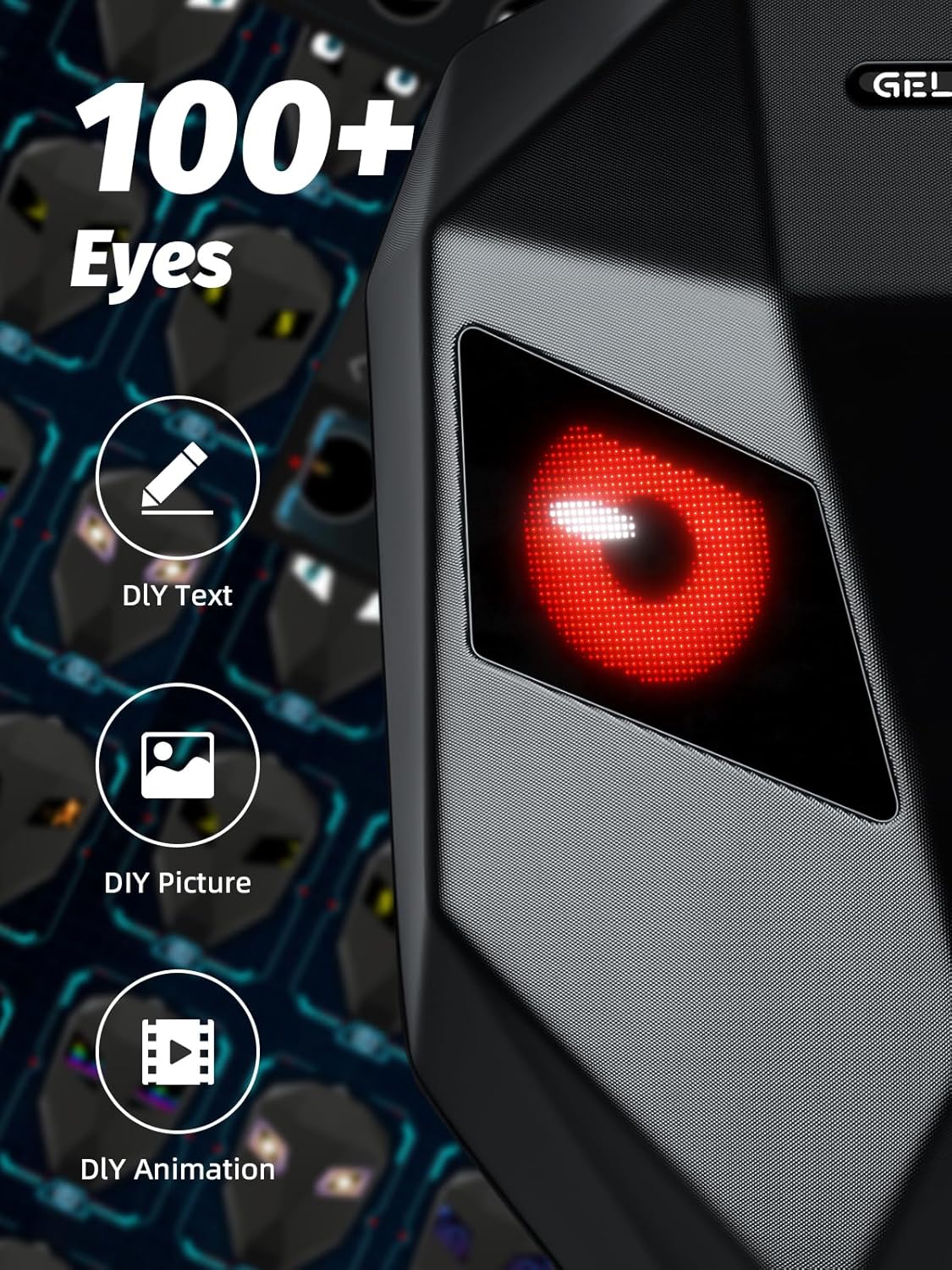 Gelrova Knight Motorcycle Backpack with LED Eyes, Waterproof Hard Shell Scooter Bag, Laptop Backpack for Riding, Cycling, Travel, Large Size 19in