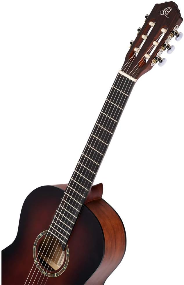 Ortega Guitars 6 String Student Series Pro Solid Top Nylon Classical Guitar, Right, Bourban Fade, 4/4 (R55BFT)
