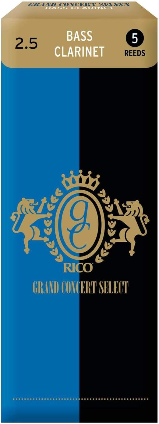 D’Addario Woodwinds Grand Concert Select Bass Clarinet Reeds, Strength 2.5, 5-pack