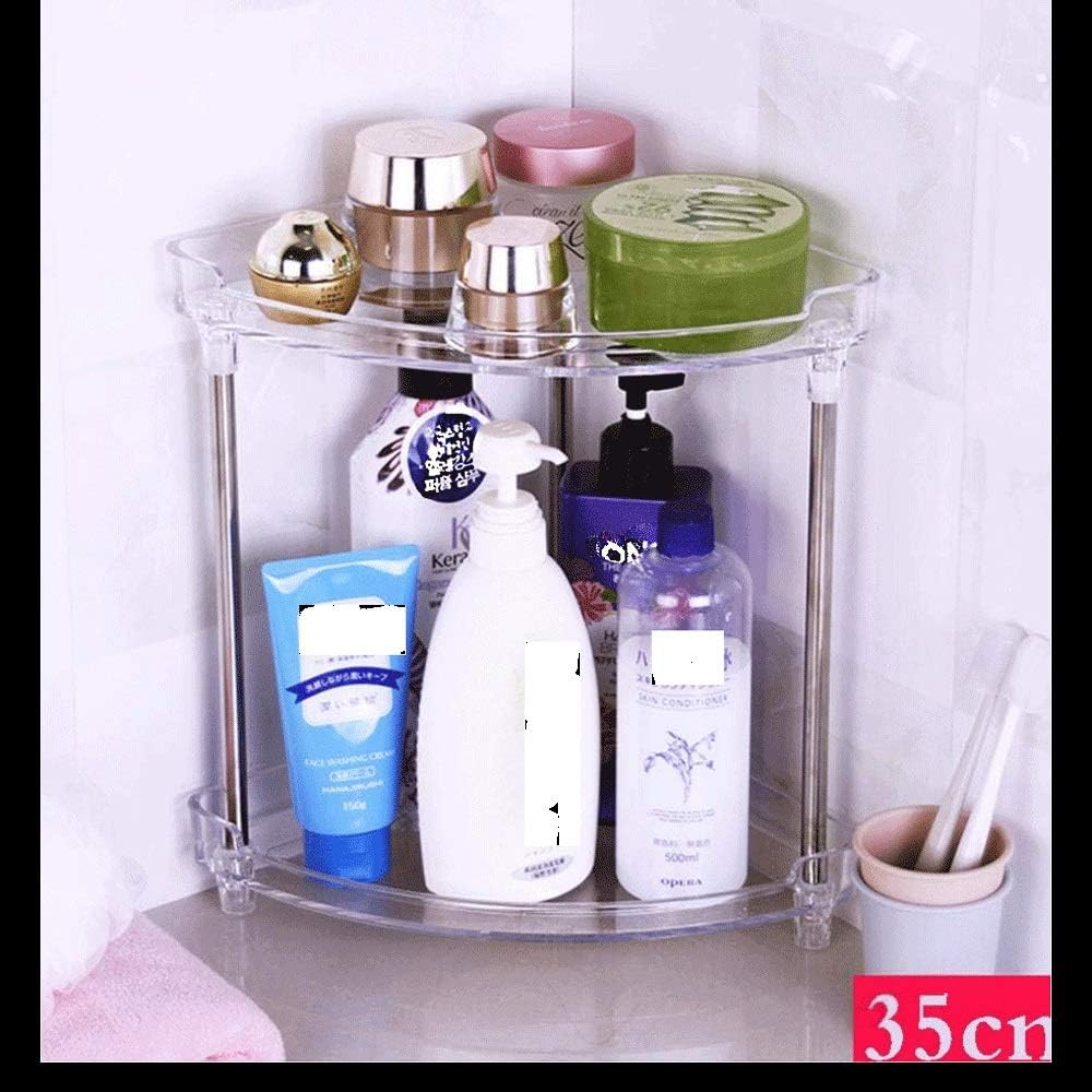 Drilling Bathroom Shelf Durable Aluminum Kitchen Storage Basket 2 Tiers Bathroom Corner Shelves Adhesive Shower Caddy for Shampoo(Size:Large)
