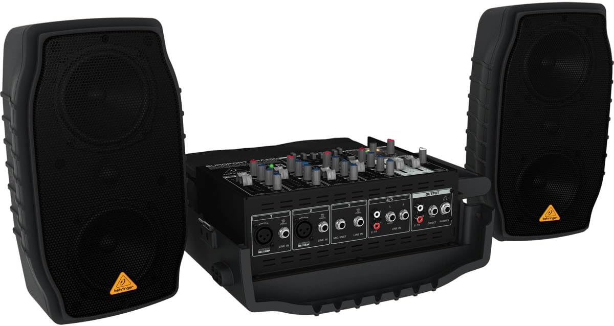 Behringer Europort PPA200 200-Watt 5-Channel Portable PA System with Wireless Microphone Option, KLARK TEKNIK Multi-FX Processor - With 2 Pack Samson MK10 Lightweight Boom Mic Stand