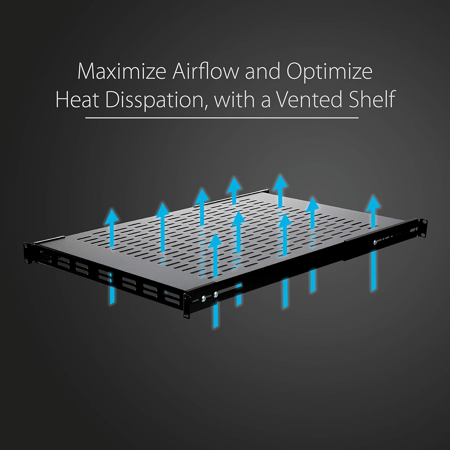 StarTech.com 1U Adjustable Vented Server Rack Mount Shelf - 175lbs - 19.5 to 38in Adjustable Mounting Depth Universal Tray for 19