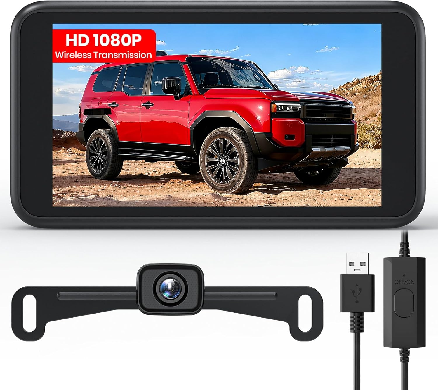 AUTO-VOX W12 Wireless Backup Camera: 5“ 1080P Dual-Channel Monitor Powered by USB Boost Cable, Easy Installation, Stable Transmission Signal, IP69K Waterproof Night Vision, for Car, SUV, Truck, Pickup