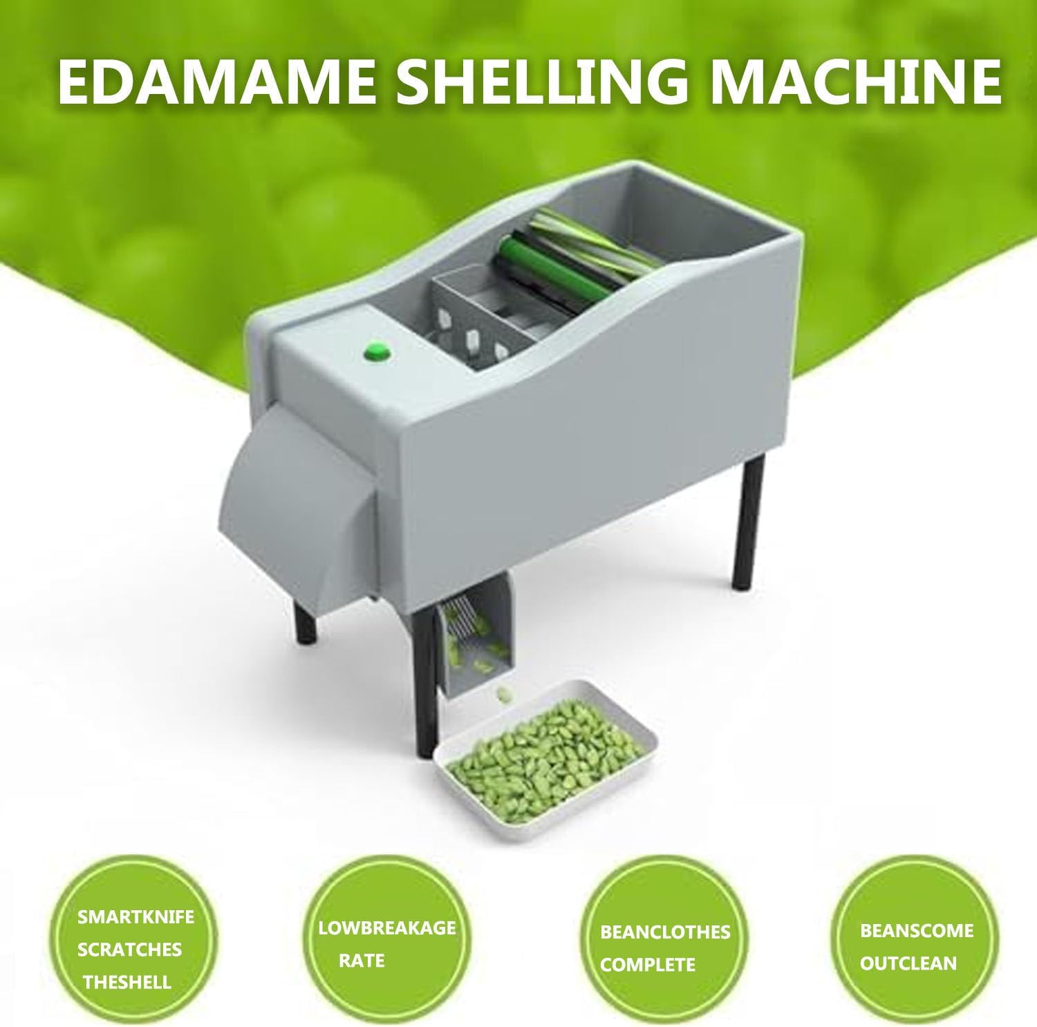 Commercial Electric Pea Sheller,22lbs/H Semi-Automatic Bean Shelling Machine,Double Drum Design,Stainless Steel for Peas,Beans & Vegetable Vendors