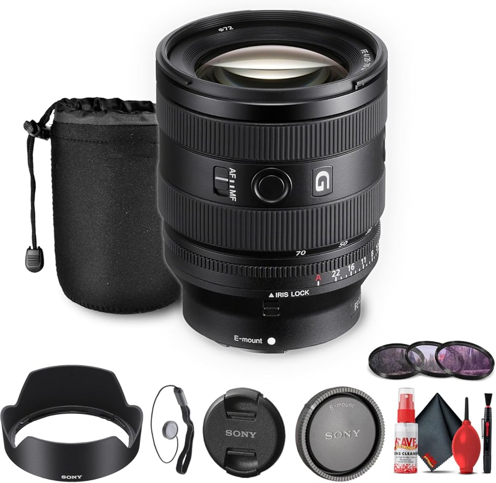 Sony FE 20-70mm f/4 G Lens (Sony E) (SEL2070G) + Filter Kit + Lens Pouch + Cap Keeper + Cleaning Kit (Renewed)