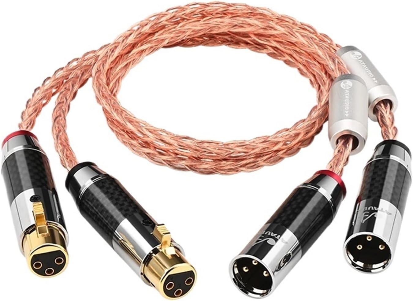 HiFi XLR Cable OCC Core Carbon Fibre Gold Plated Plug 2XLR Male to 2XLR Female Microphone Cable for Mixer Amplifier(1m)