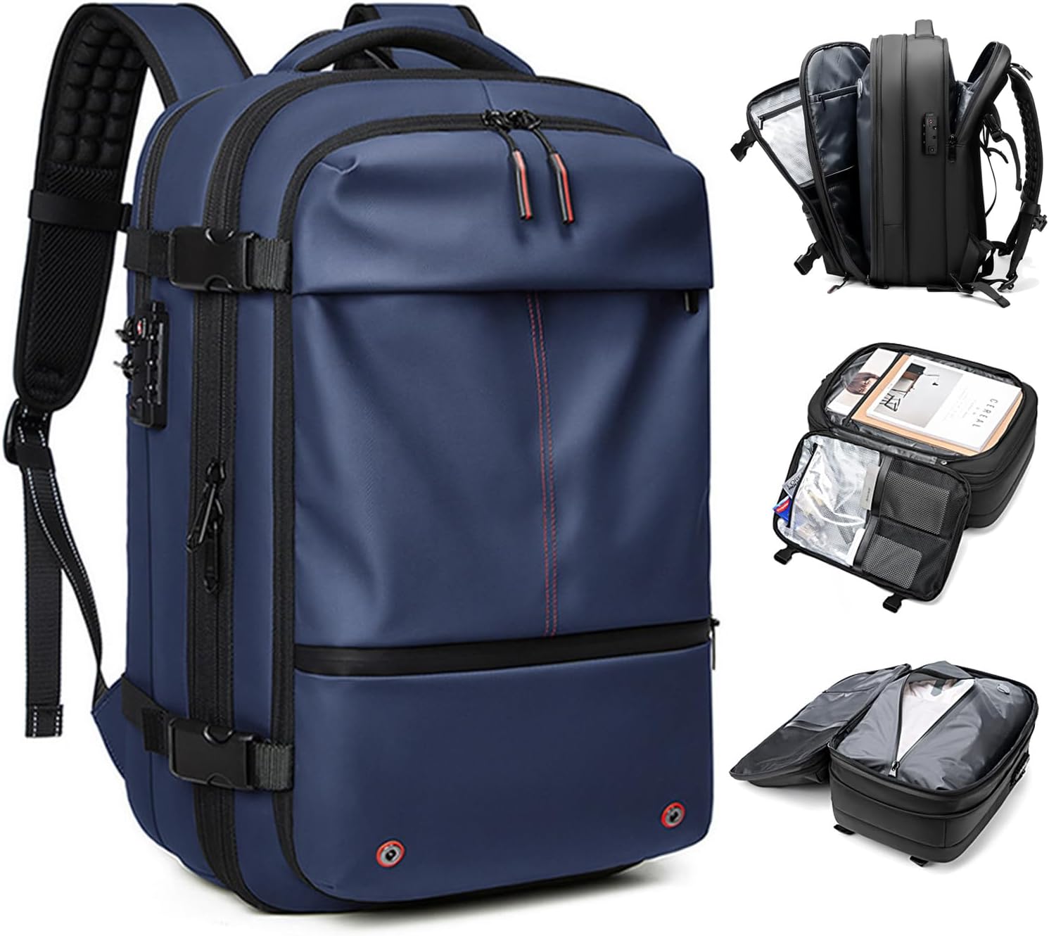 NUXMAW Vacpack Backpack, 60L Expandable Air Vacuum Backpack for Travel with Pump for Compression, Waterproof and Anti-Theft Laptop Backpack for Hiking, Business