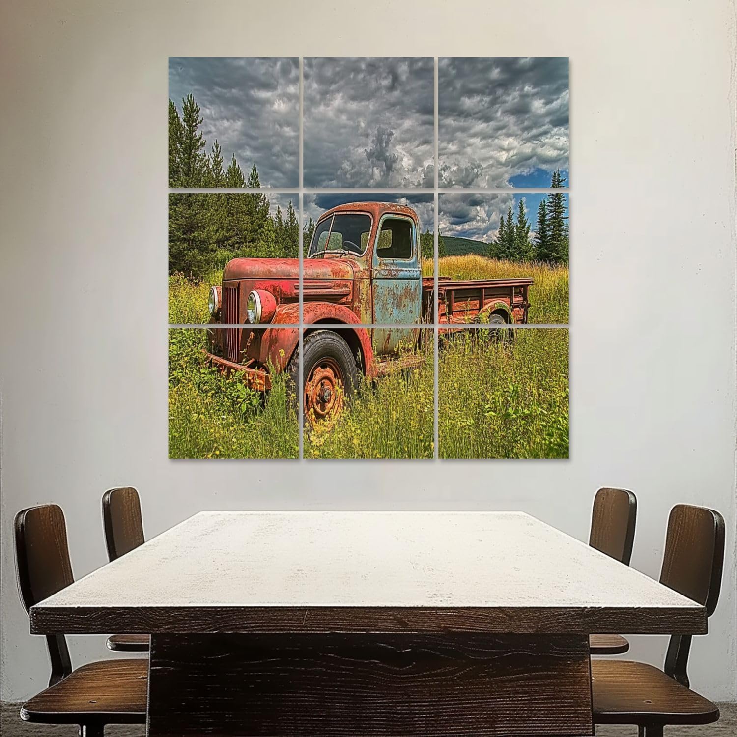 Art Acoustic Panels Self Adhesive vintage farm truck fields pictures 9 Packs Decorative Soundproof Wall Panels Large Sound Absorbing Panels for Home Office 60