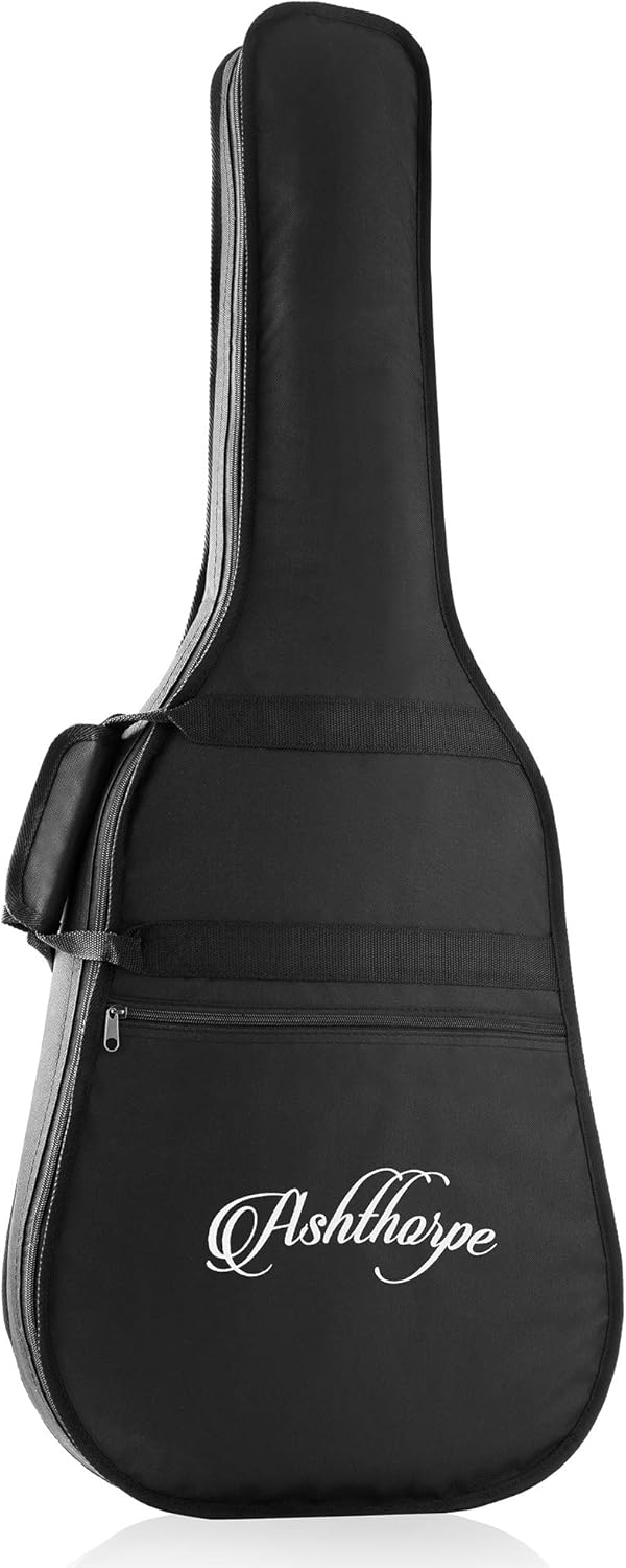 Ashthorpe Full-Size Left-Handed Dreadnought Cutaway Acoustic-Electric Guitar Bundle - Premium Tonewoods - Brown