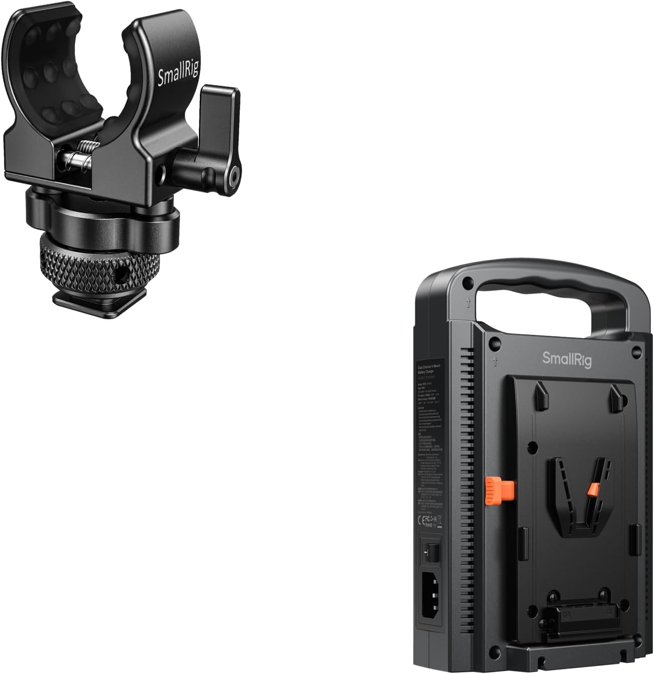 Bundle: SmallRig Shotgun Microphone Holder and SmallRig V Mount Battery Charger