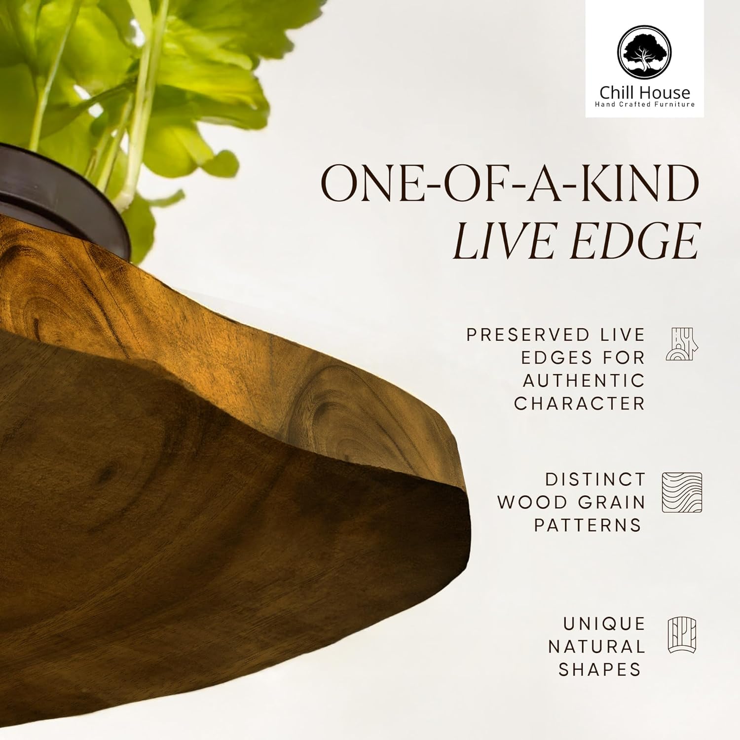 Live Edge Chunky Rustic Floating Shelf 6x2, Tudor Oak, 16in