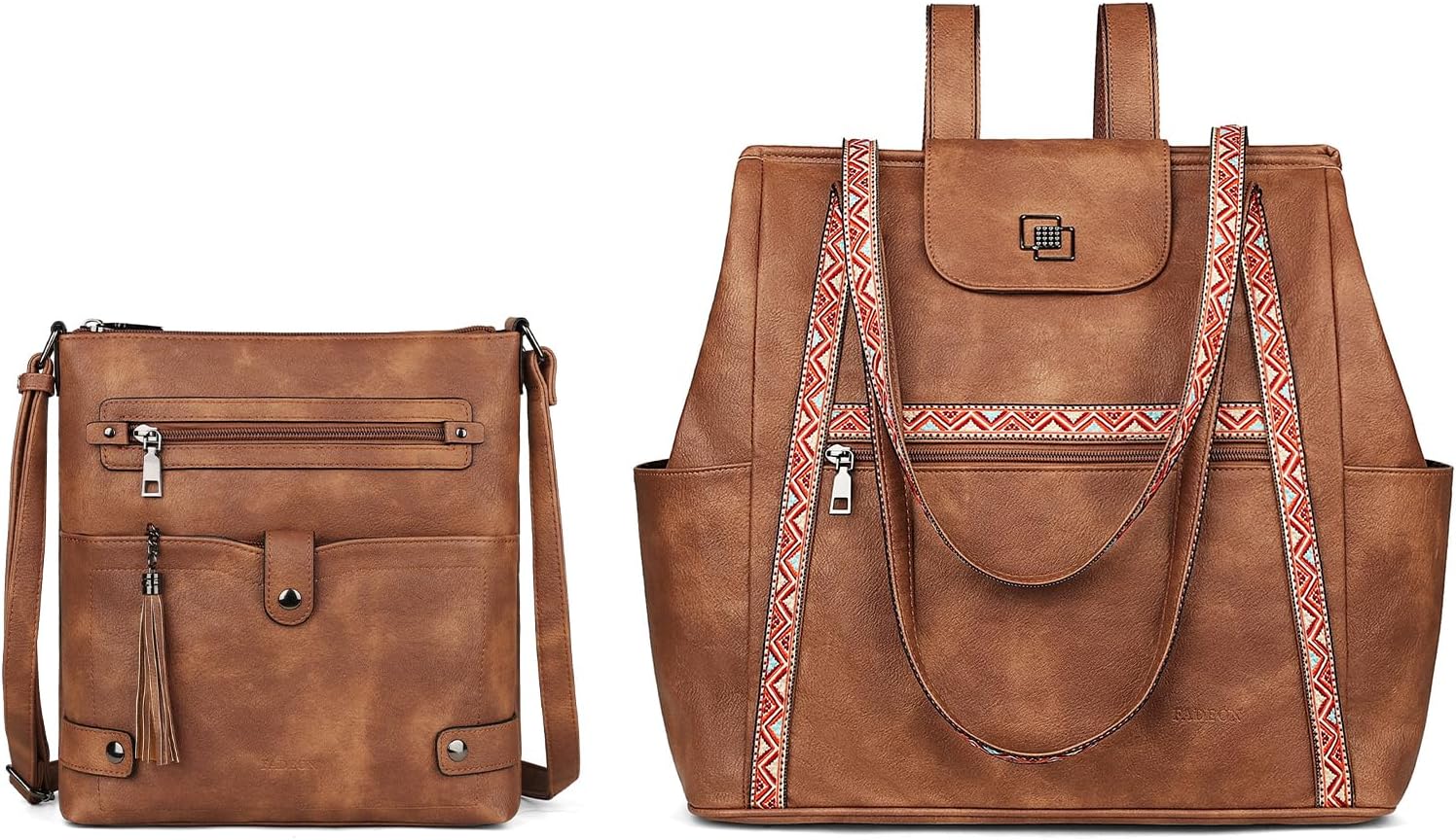 FADEON Crossbody Purses for Women & Laptop Tote Bag Brown Collection
