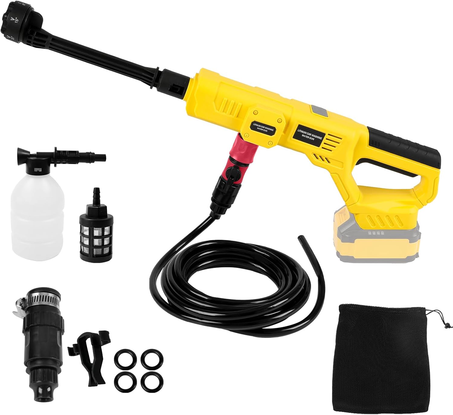 Cordless Pressure Washer Compatible with DeWalt 20V Max Battery, 1000 PSI Portable Handheld Power Washer with 6-in-1 Nozzle & Foam Cannon for Car Floor Fence Wall Cleaning (Battery Not Included)