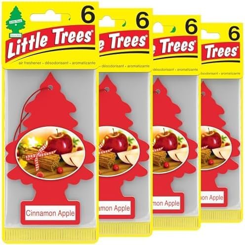 LITTLE TREES Air Freshener, Hanging Tree, Cinnamon Apple | Long Lasting Scent | For Auto or Home | 24 Count, Pack of 6