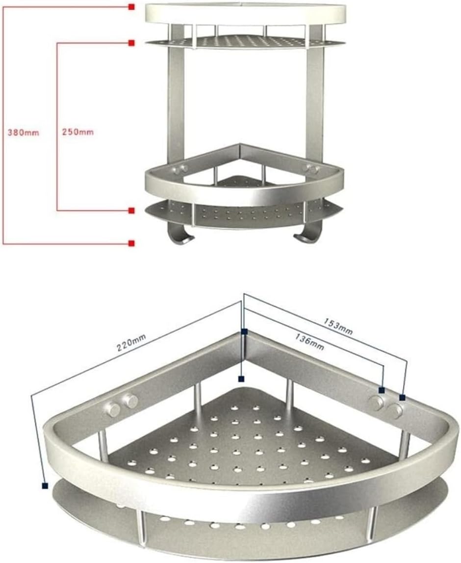 Bathroom Shelf Shower Caddy Shower Shelves Corner Shower Rack Drilling Shower Organizer Wall Mount Space Aluminum For Kitchen Toilet Shower Shelf Shower Organizer Bathroom Shelves ( Color : Silver , S
