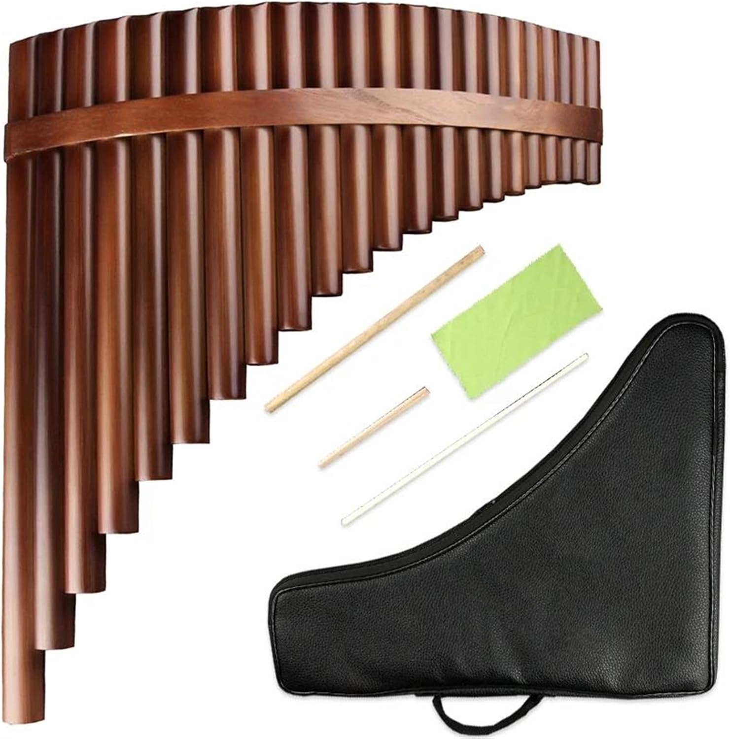 Chinese Traditional Musical Instrument 22 Pipes Pan Flute C Key Woodwind Handmade With Accessories (Color : Left)