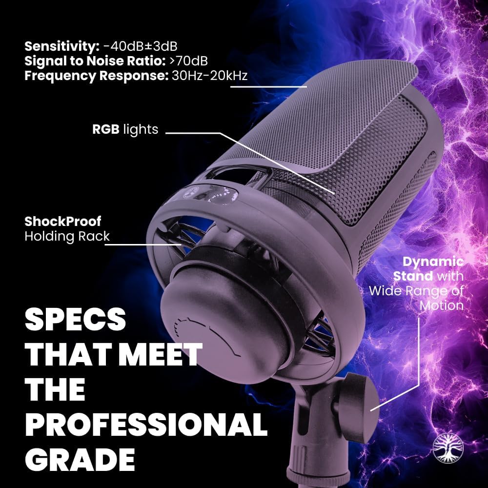 Live Video Streaming Kit, Includes 1080p 30 FPS Webcam, RGB USB Microphone, Adjustable LED Light for Twitch, YouTube, Podcast and WFH. for PC, MAC, Windows, and Laptops