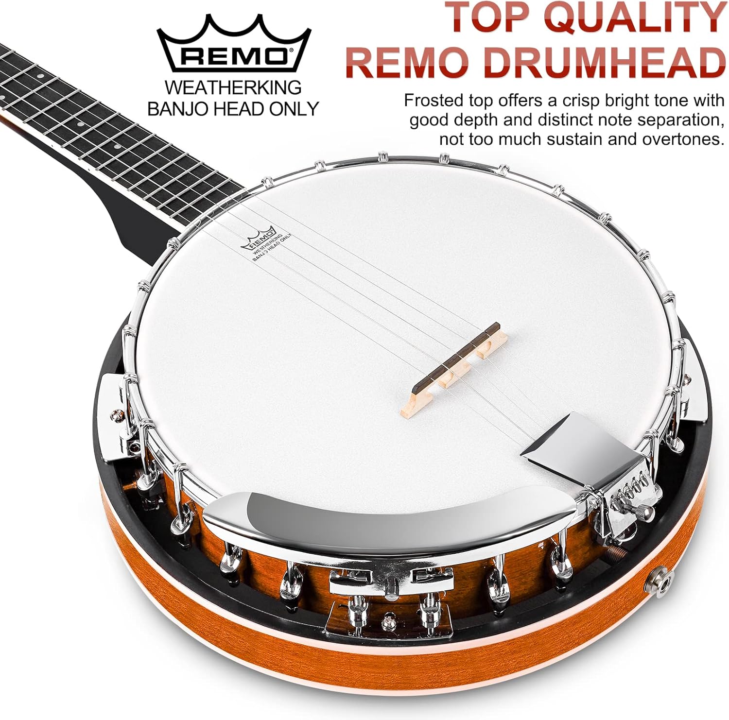 Vangoa Banjo 5 String Full Size Beginner Kit Remo Head Mahogany Resonator Banjo Closed Back with Premium Bag for Adults Teens Starters
