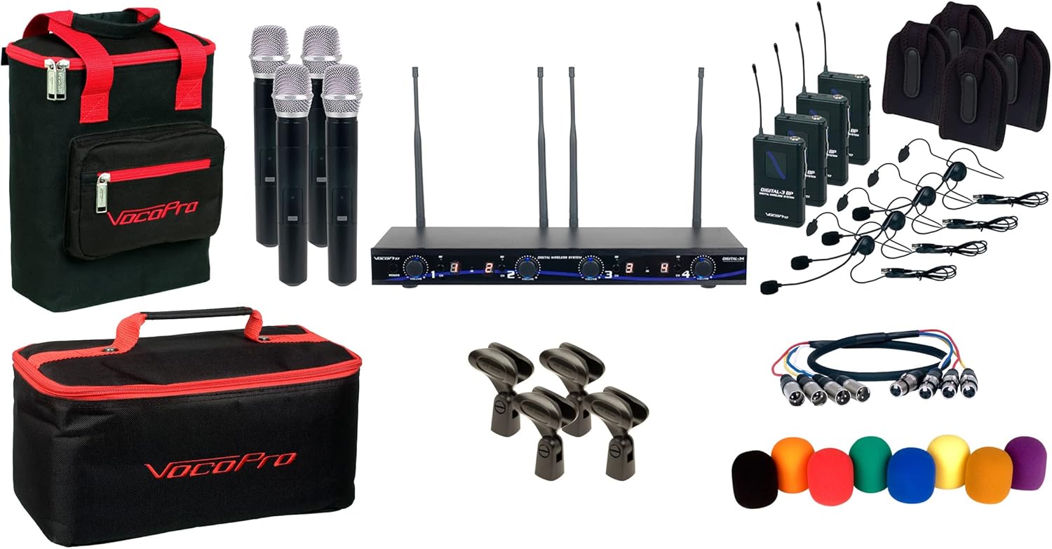 VocoPro, CH 4MIC 4, Black, Wireless Handheld/Headset/Instrument System (DIGITAL34AI)