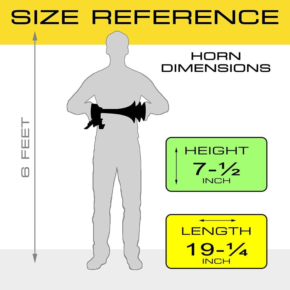Vixen Horns Train Horn for Truck/Car. 3 Air Horn Chrome Plated Heavy Duty Trumpets. Super Loud dB. Fits 12v Vehicles like Semi/Pickup/Jeep/RV/SUV VXH3418C VXH