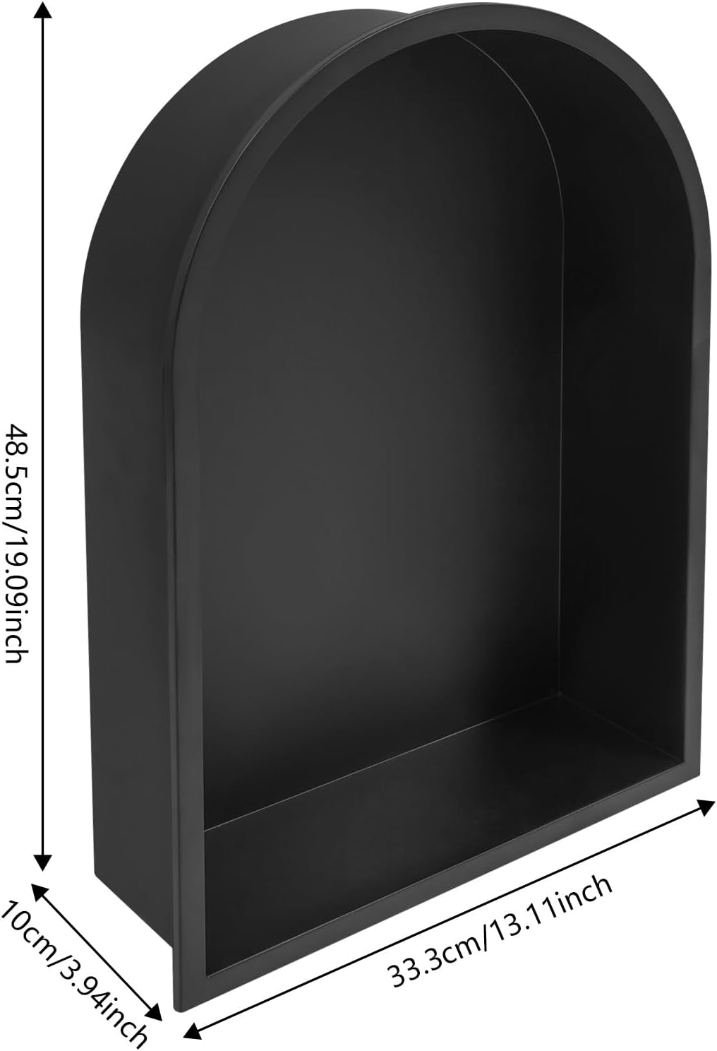 13.11x19.09in Stainless Steel Shower Niche Recessed Storage Shelf, 304 Rust-Resistant Gold Bathroom Kitchen Wall Mount Easy Install Large Capacity (Black)