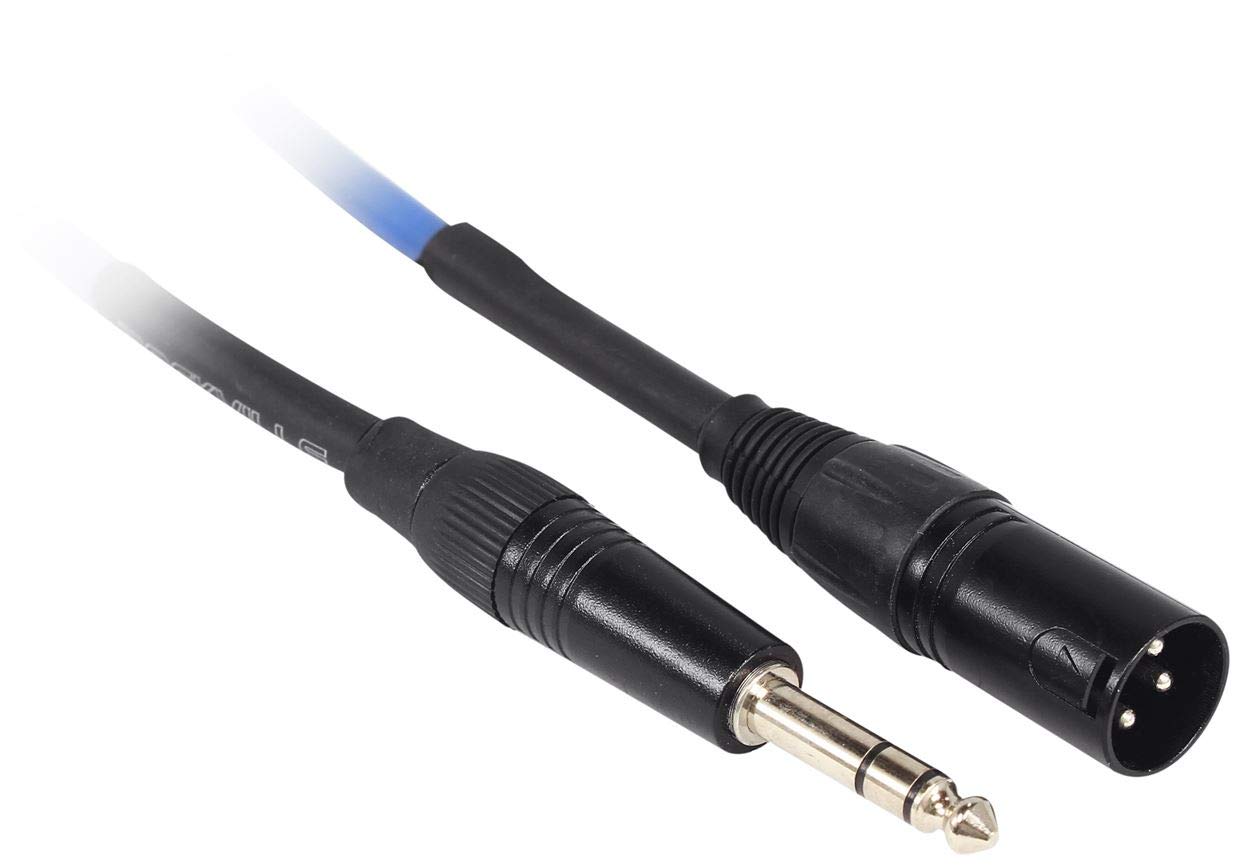 Rockville (8 RCXMB30BL 30' Male REAN XLR to 1/4'' TRS Cable Blue 100% Copper