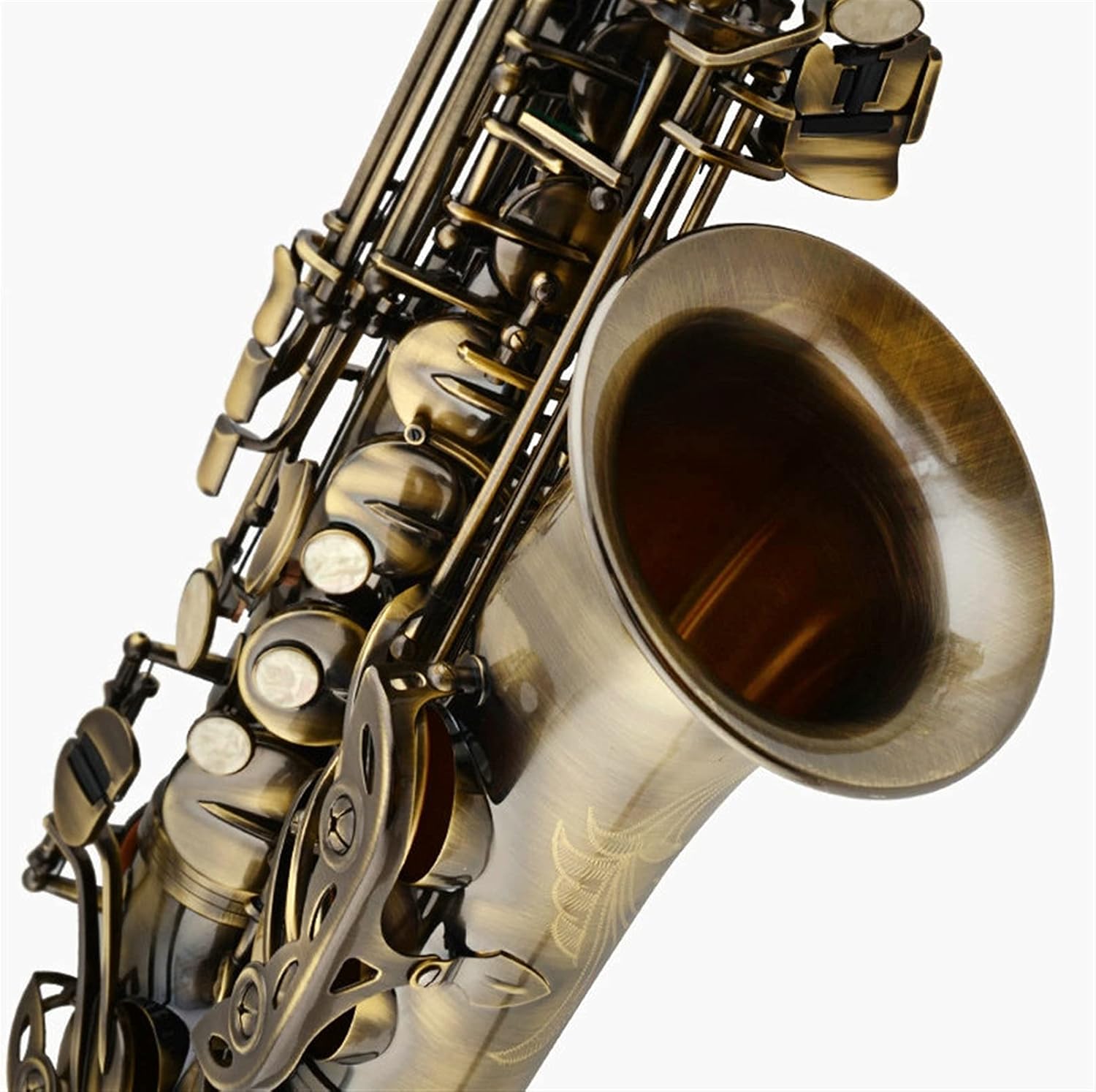 Saxophone Straight Alto Saxophone in E Flat Antique Copper Key Type Woodwind Instrument