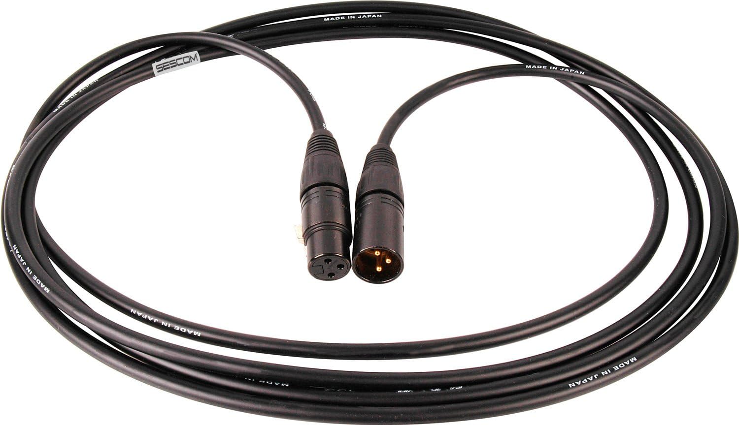 SESCOM Canare Star-Quad Cable Black & Gold XLR Mic Cable 50 Foot - Black