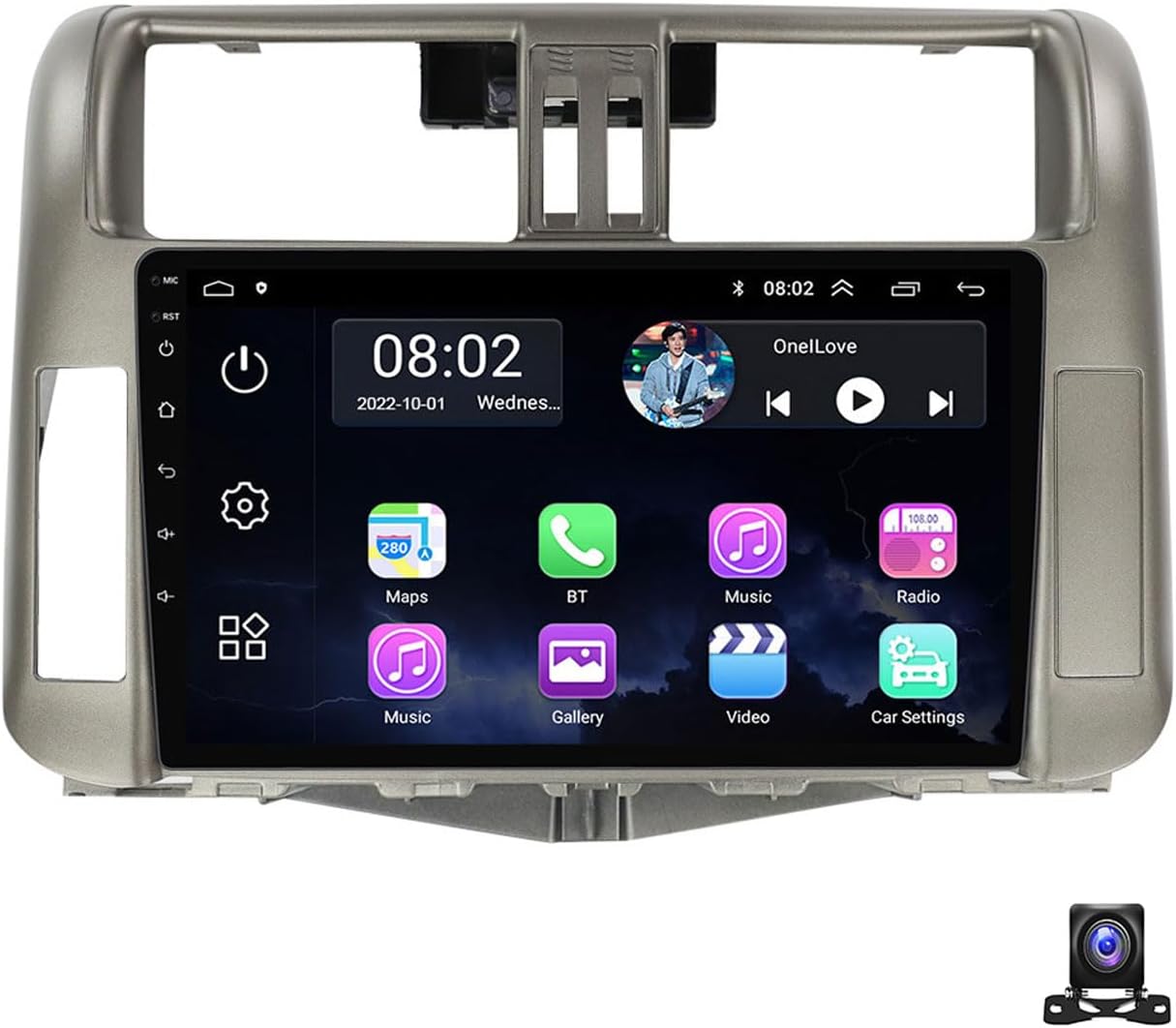 9 Inch Double Din Car Stereo Audio Bluetooth MP5 Player, Touch Screen Multimedia Radio for Toyota Prado 150 2010~2013 with 720P Backup Camera Support Carplay/Auto/FM/DSP/GPS