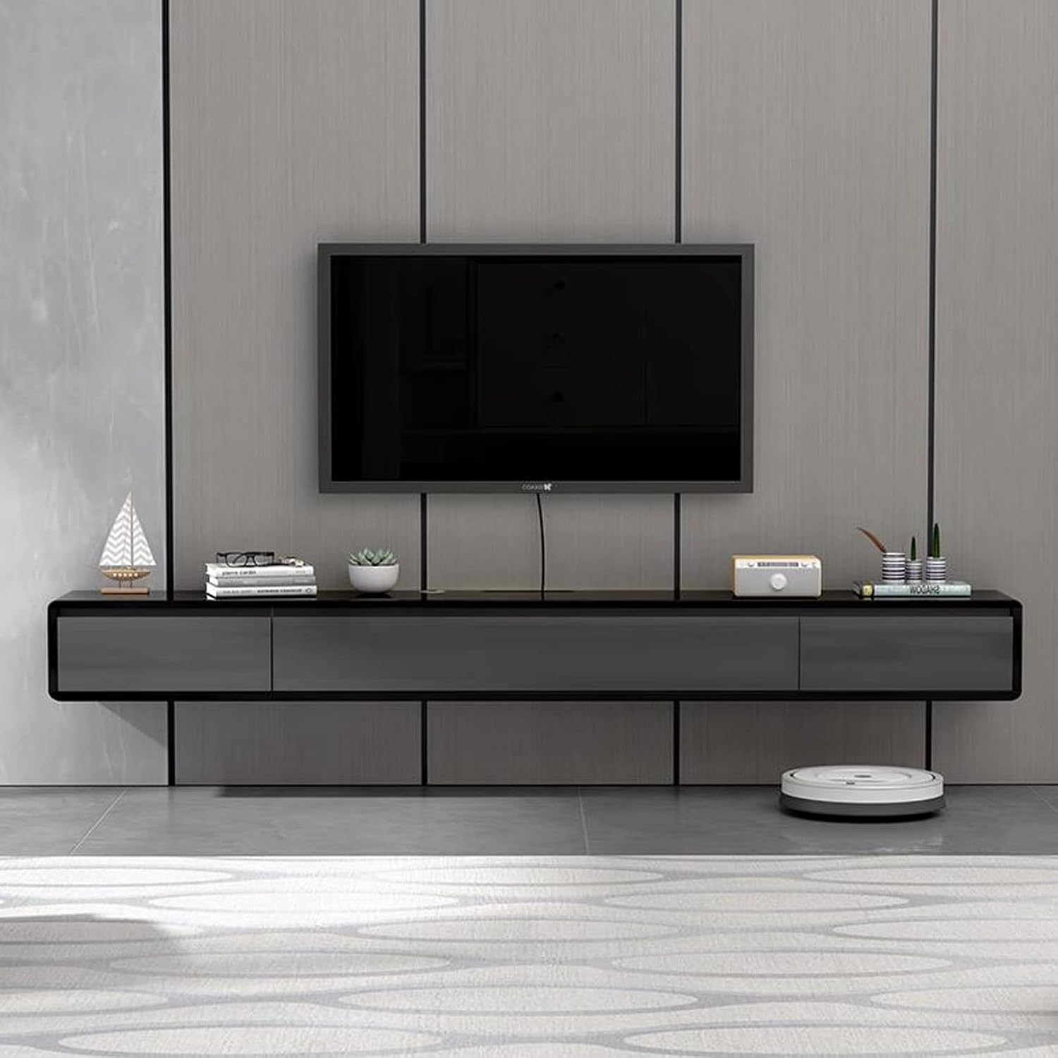 Wall Shelf Floating Shelf Wall Mounted TV Cabinet Set-top Box Router Sky Box CD DVD Photo Jewellery Storage Cabinet TV Stands Multimedia Console Display Shelf Wall Mount Corner Shelves Black